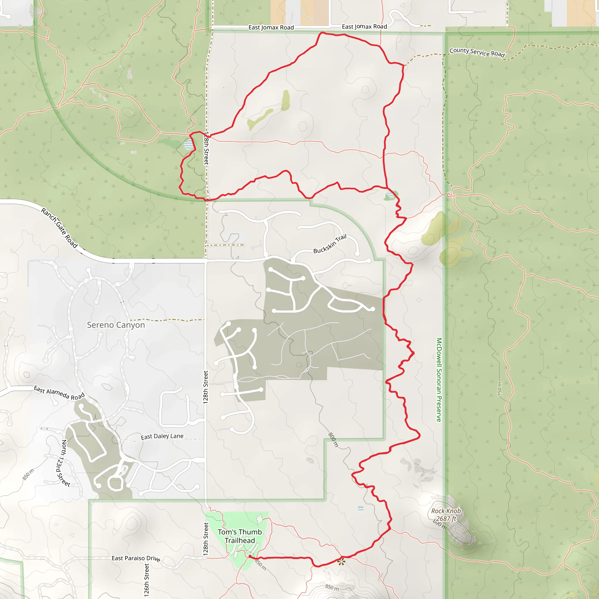Rock Knob, Gooseneck and Saguaro Nest Loop Trail mobile static map