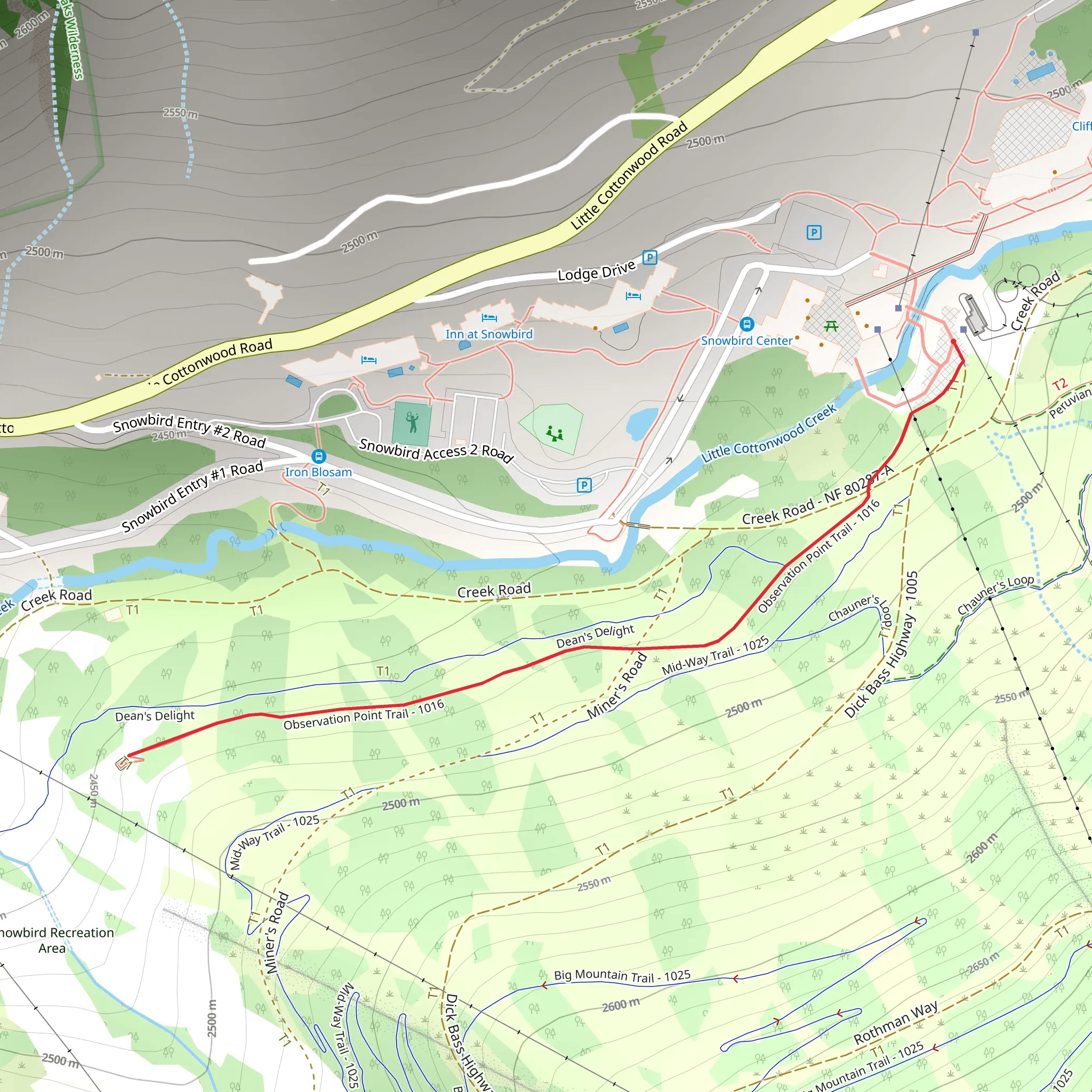 Observation Point Trail mobile static map