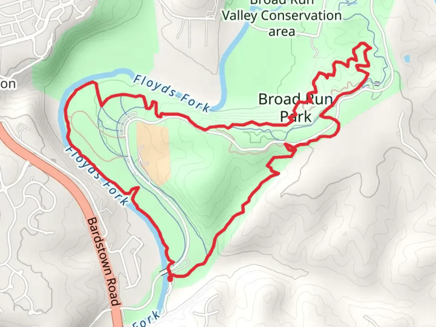 An image depicting the trail Riparian Ramble, Leatherwood and Karst Climb Loop Trail and its surrounding area.