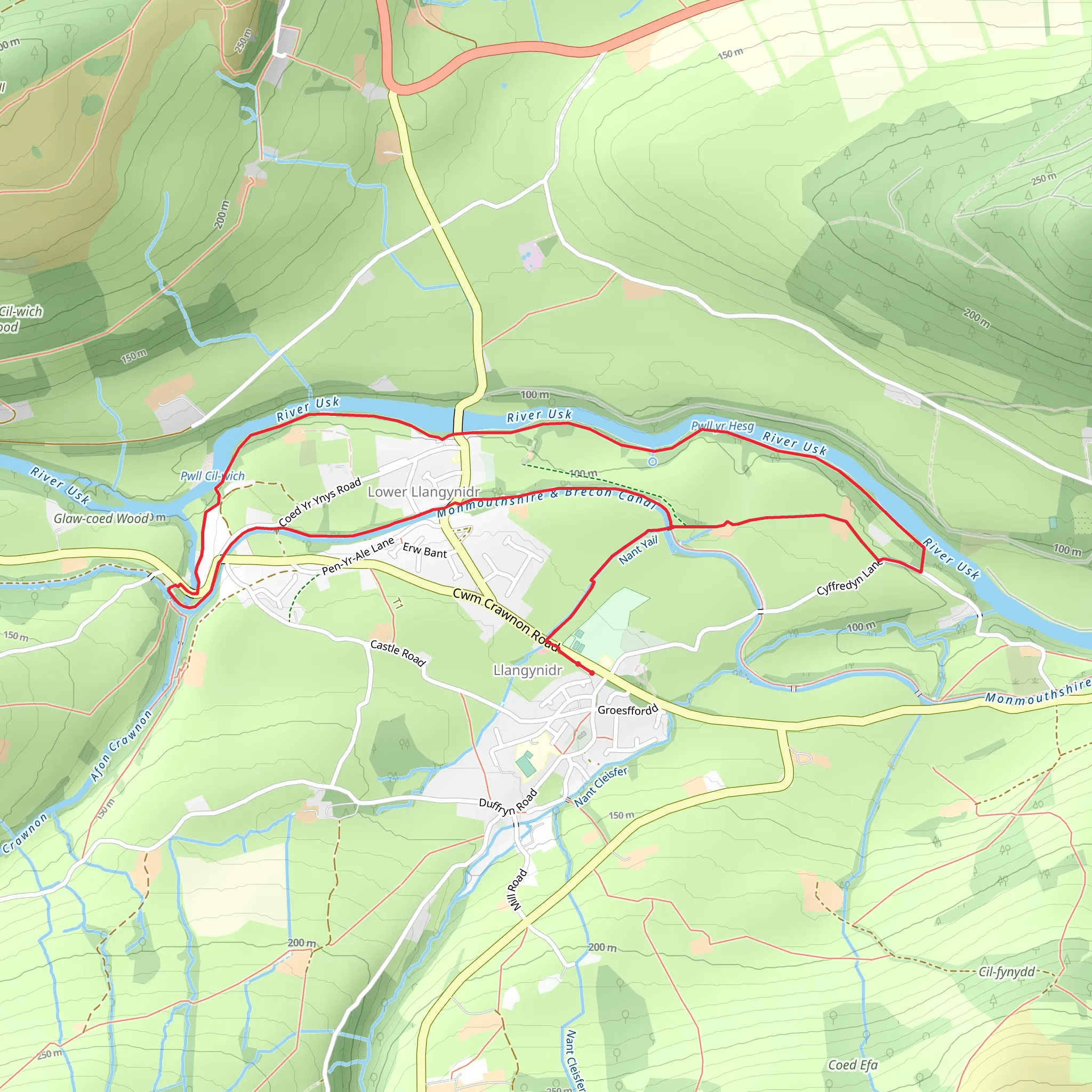 Llangynidr Loop mobile static map