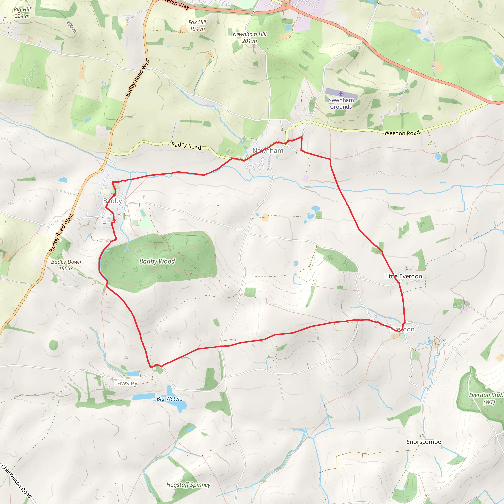 Badby Wood and River Nene Loop mobile static map