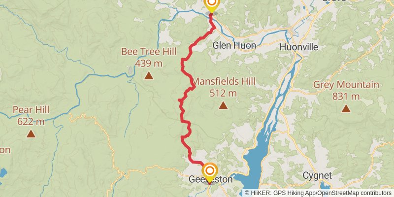 Tasmanian Trail stage 23 Map