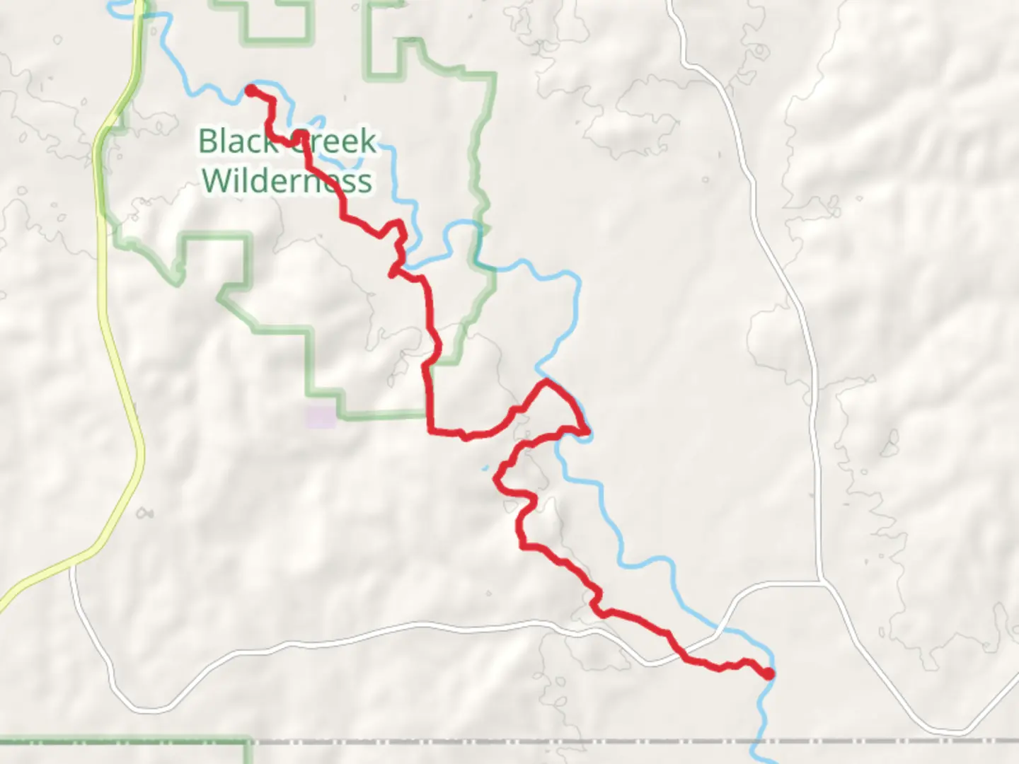 An image depicting the trail Black Creek Point to Point and its surrounding area.