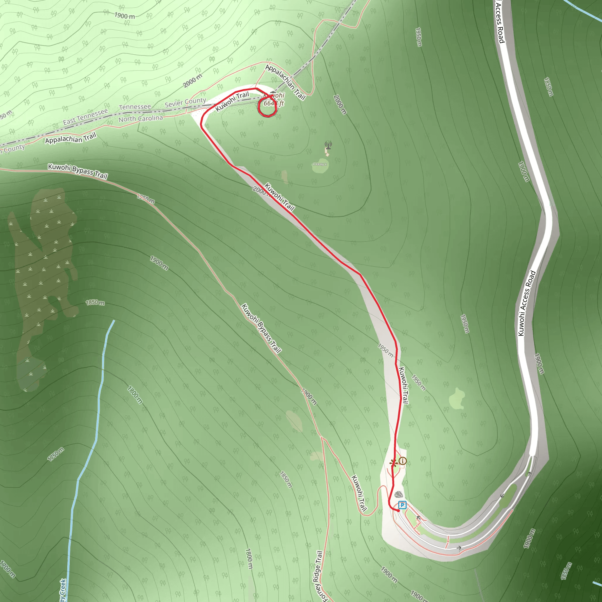 Clingmans Dome Trail mobile static map