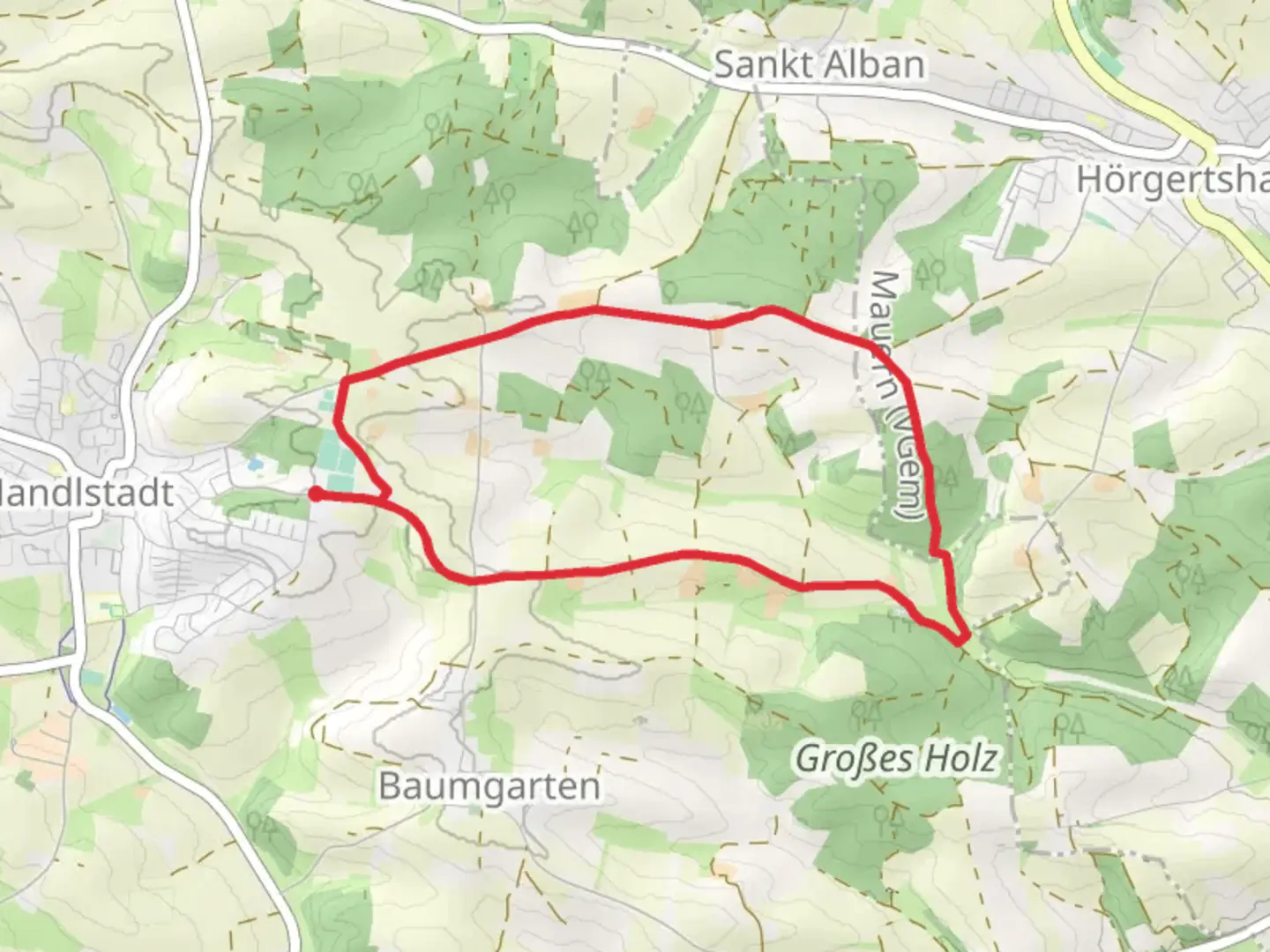 An image depicting the trail Kronwinkl and Andorf Loop and its surrounding area.