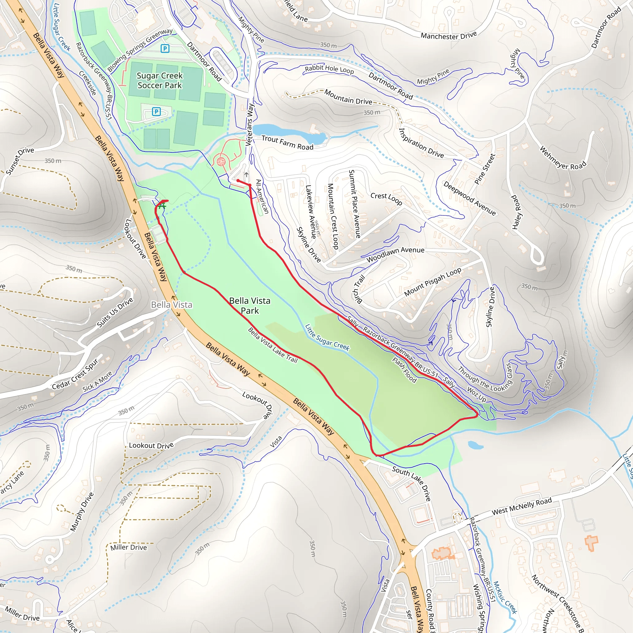 Bella Vista Lake Trail mobile static map