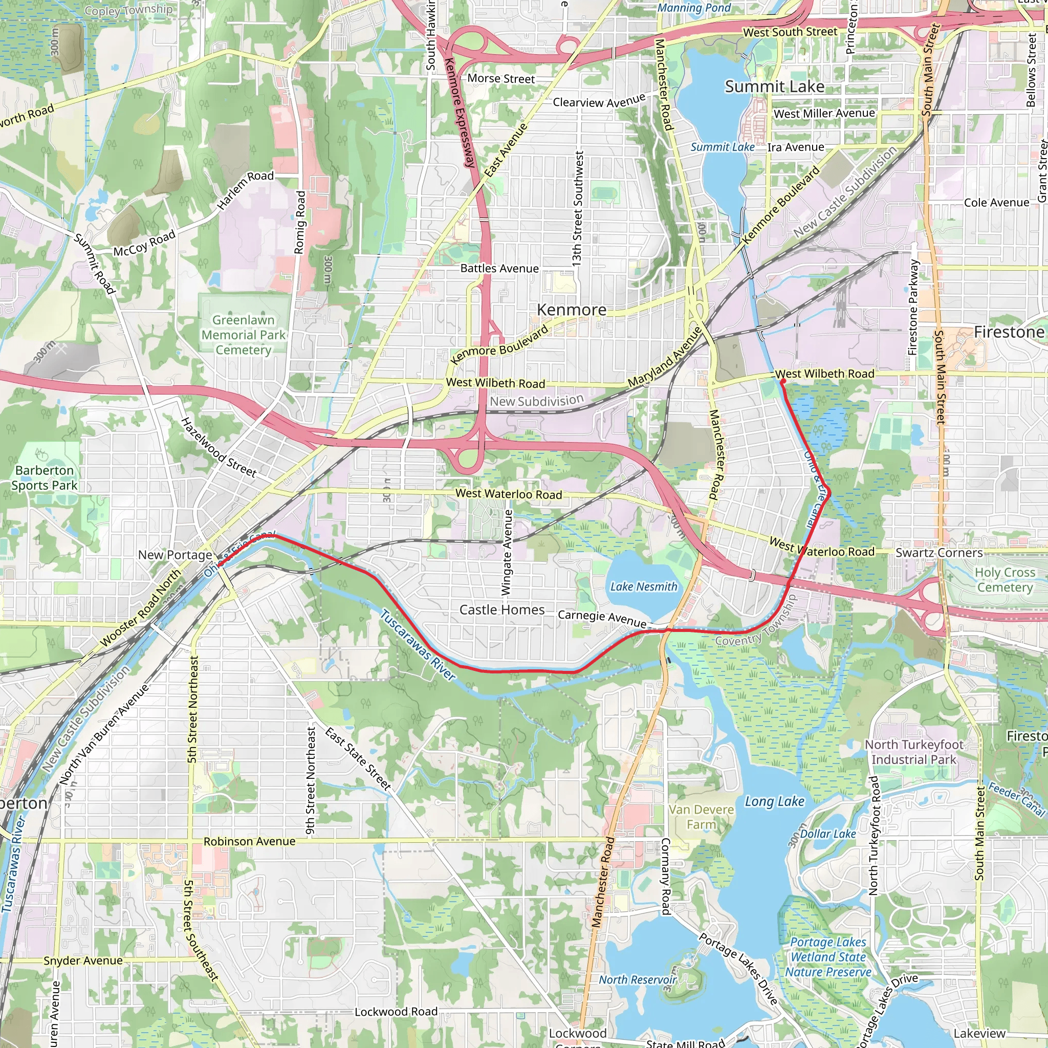 Ohio and Erie Canal Towpath Trail from West Wilbeth Road mobile static map