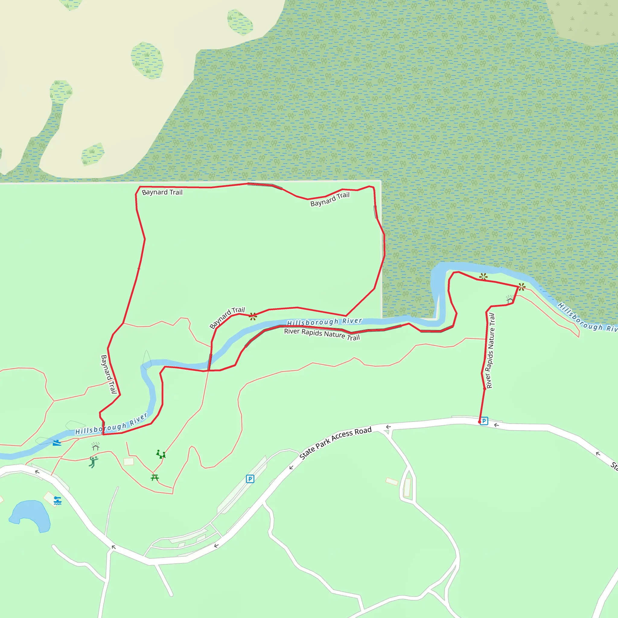 River Rapids Nature and Baynard Loop Trail mobile static map