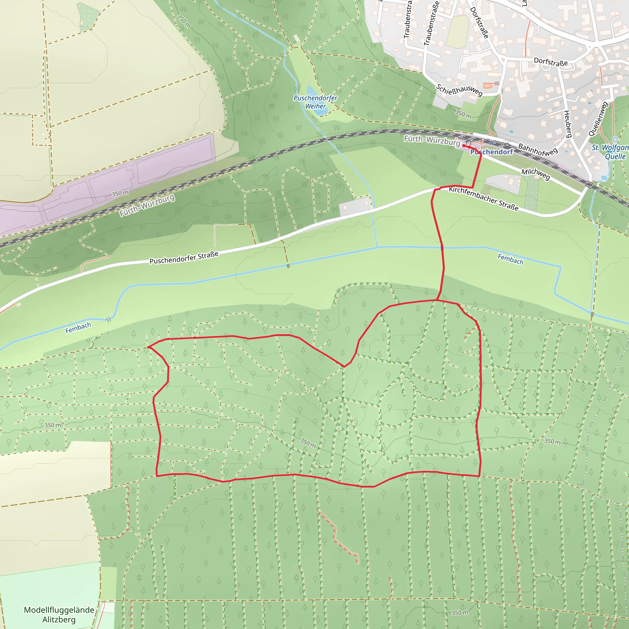 Puschendorf Wanderweg and Wanderweg Keidenzell Loop mobile static map