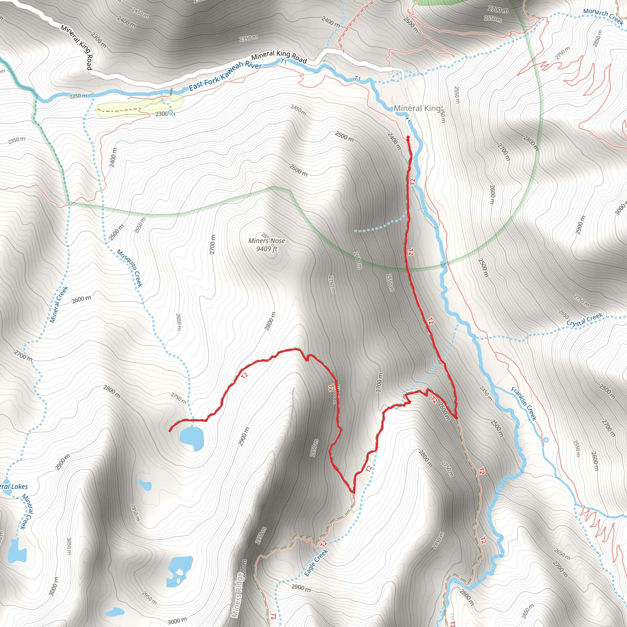 Mosquito Creek from Mineral King Road mobile static map
