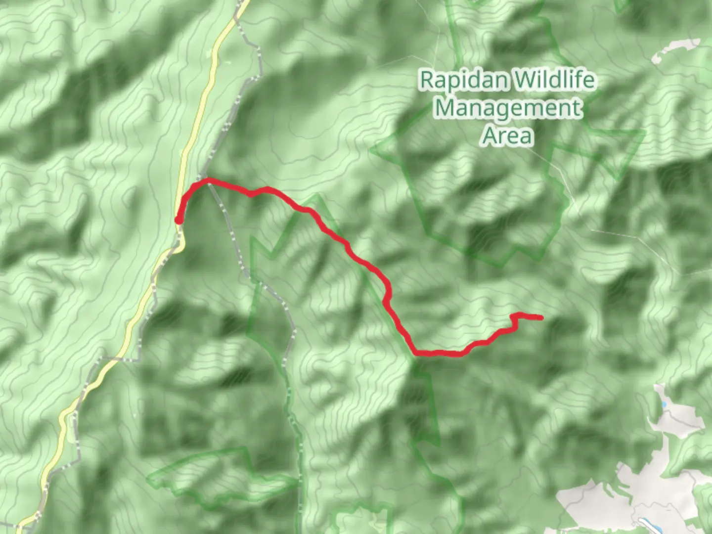 An image depicting the trail Jones Mountain and Bear Church and its surrounding area.