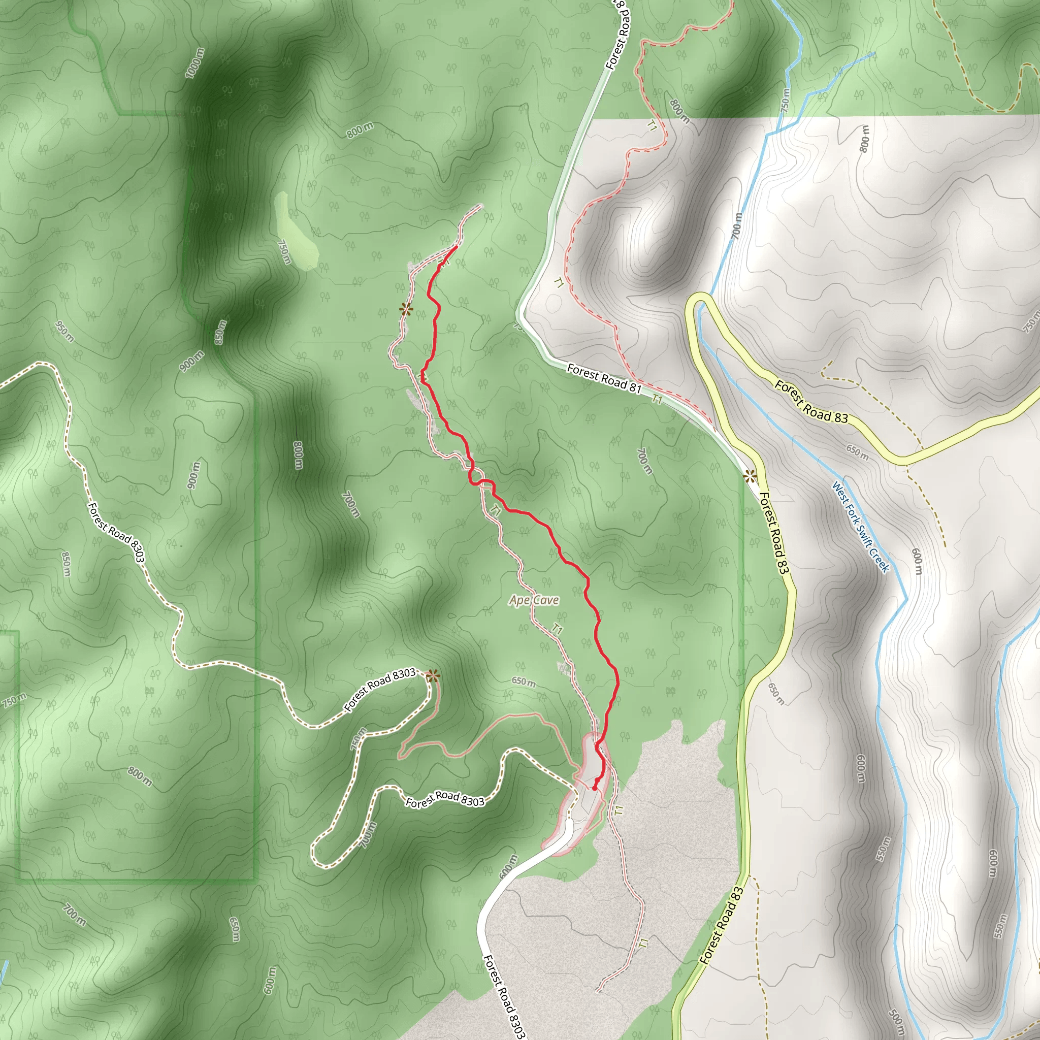 Lower Ape Cave - Passage Trail mobile static map