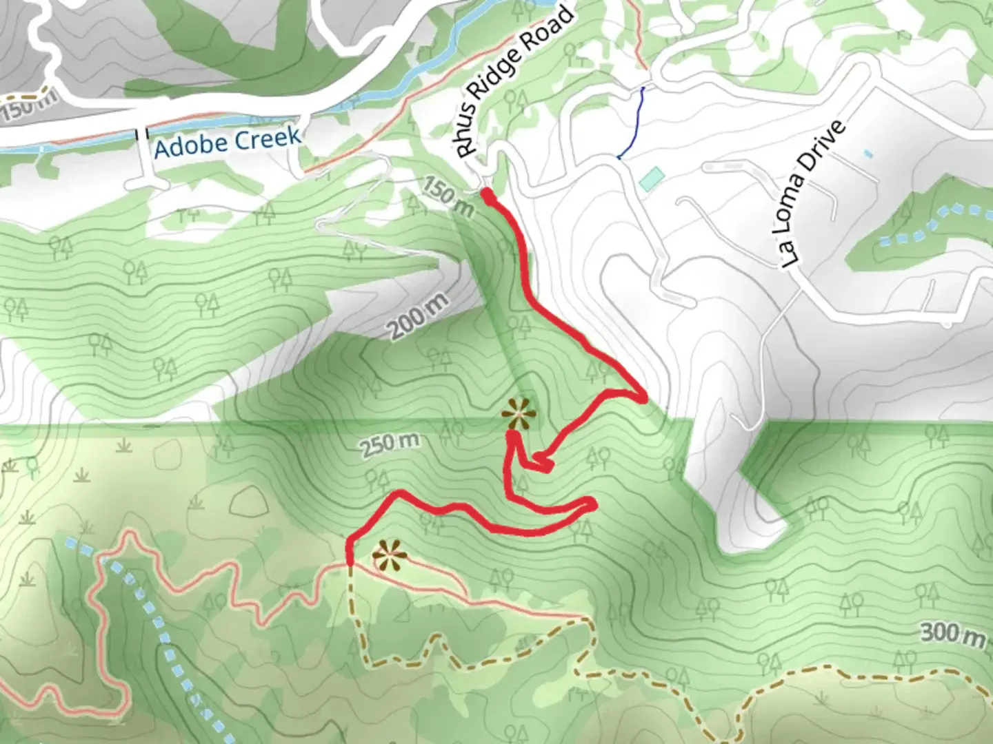 An image depicting the trail Rhus Ridge Trail and its surrounding area.