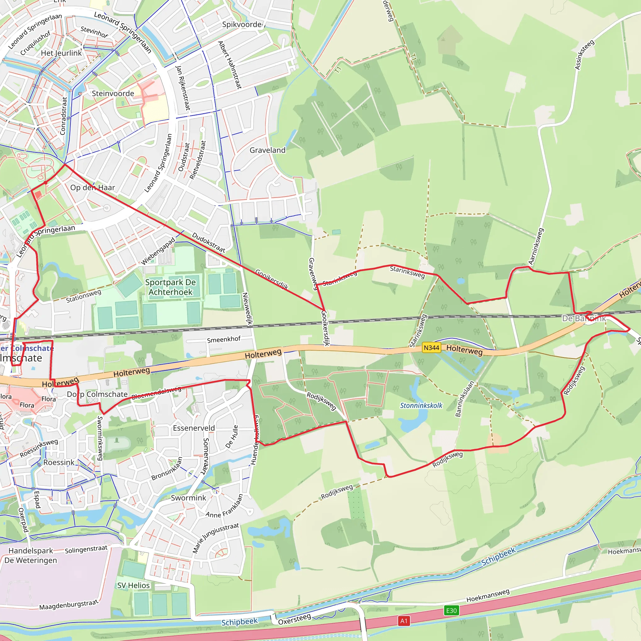 De Bannink and Klein Kiekenbelt Loop mobile static map