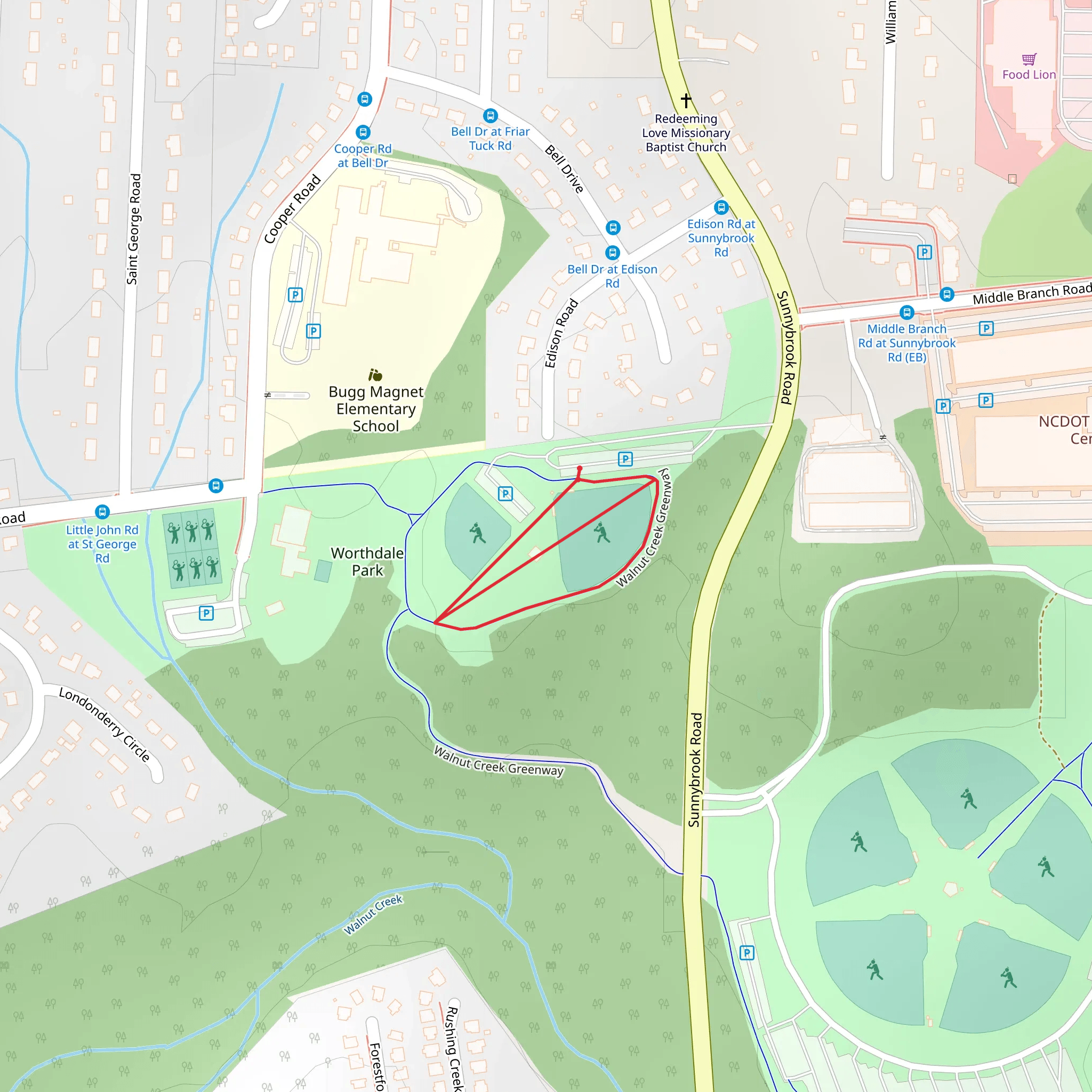 Walnut Creek Greenway Loop mobile static map