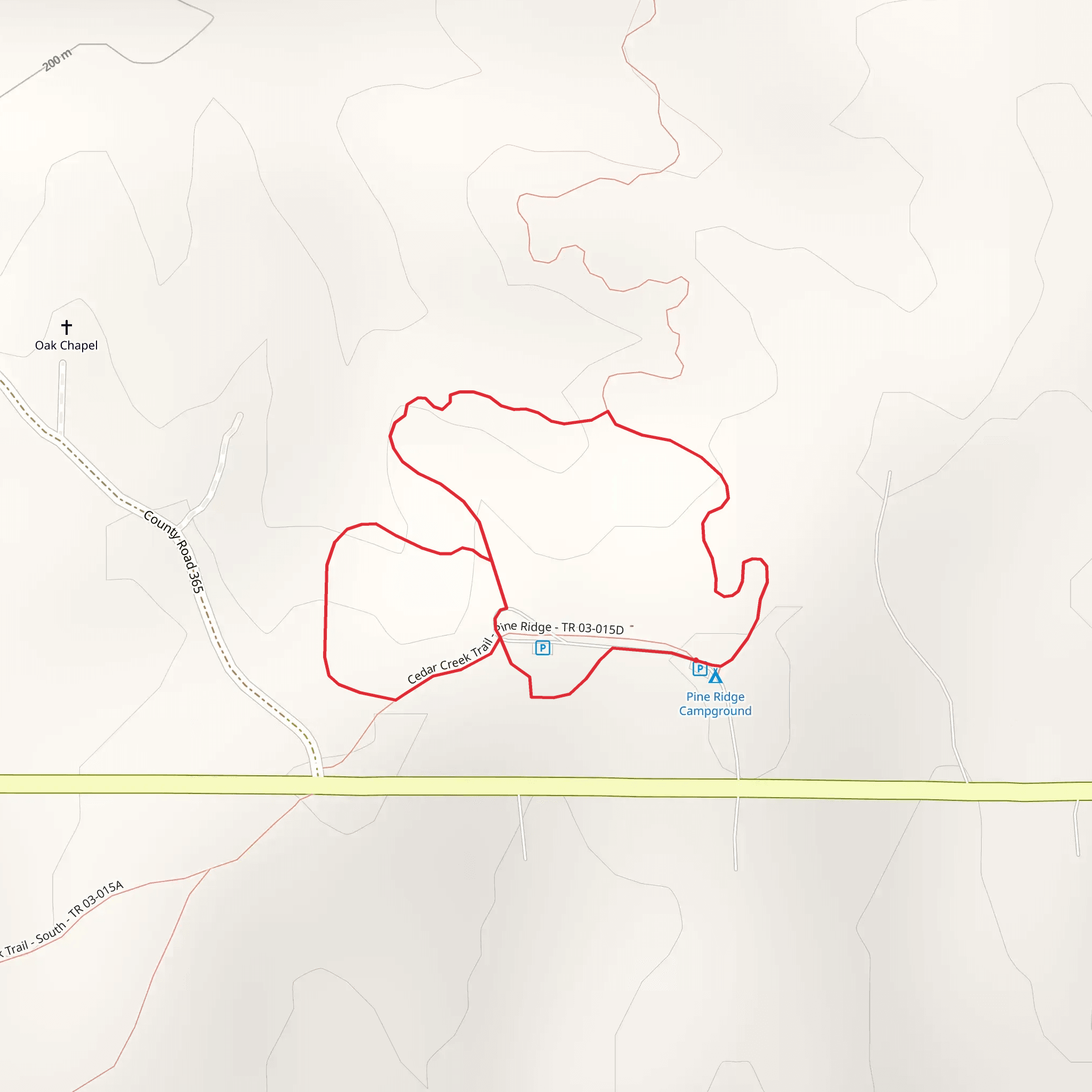 Cedar Creek Trail - Pine Ridge Loop mobile static map
