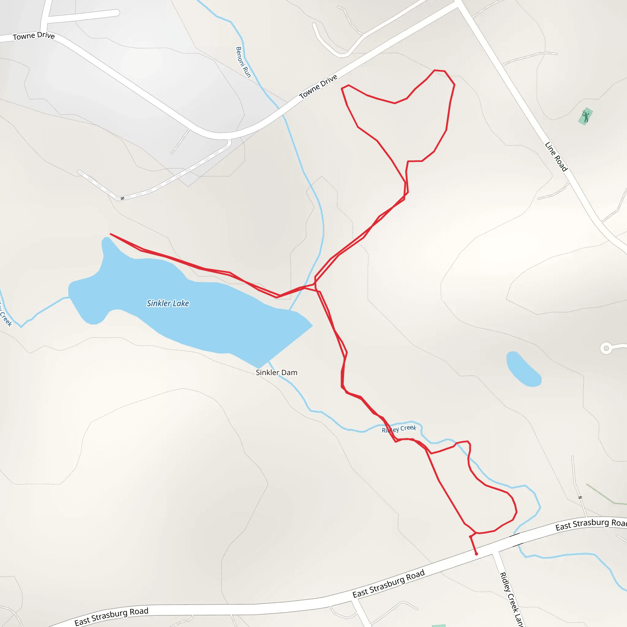 Sinkler Lake - Ridley Creek Loop mobile static map