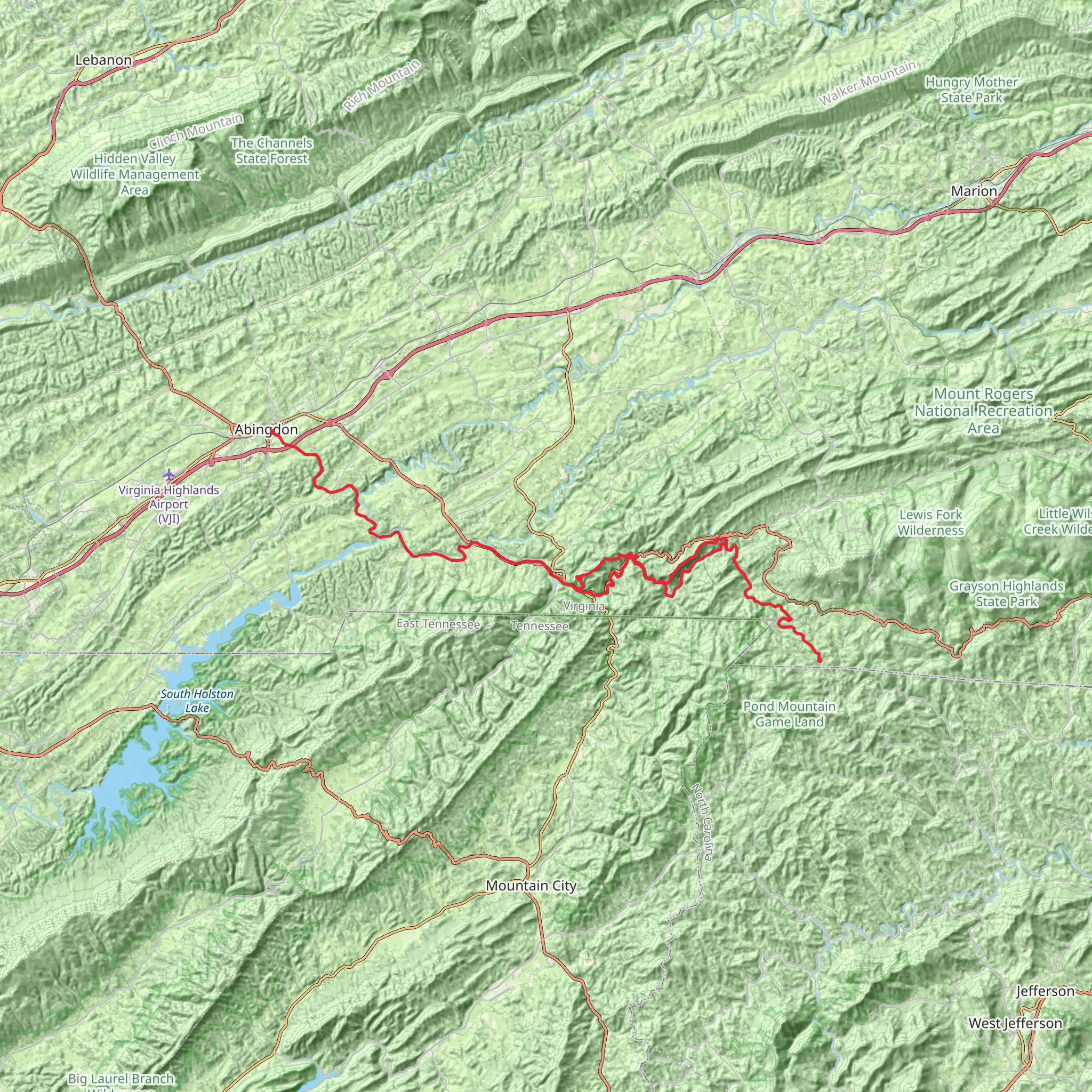 Virginia Creeper Trail mobile static map