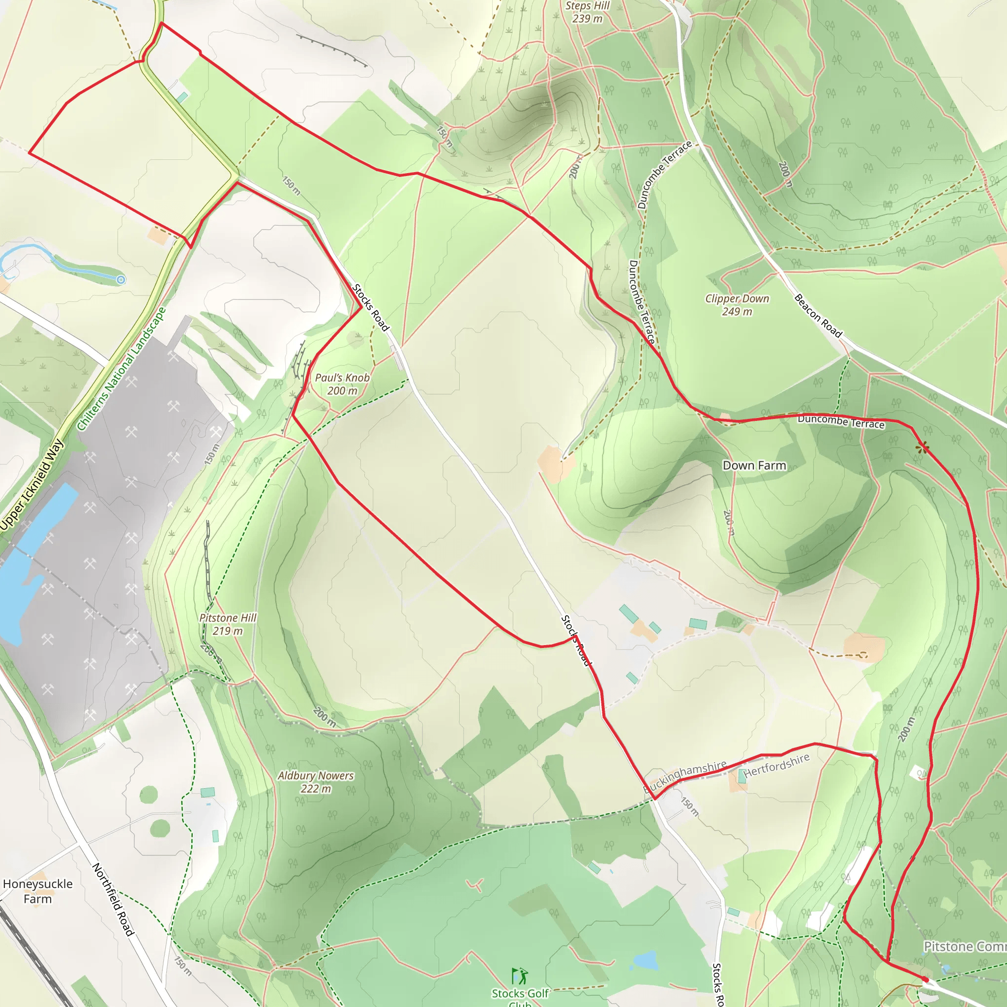 Bridgewater Monument to Pitstone Windmill Circular Walk mobile static map