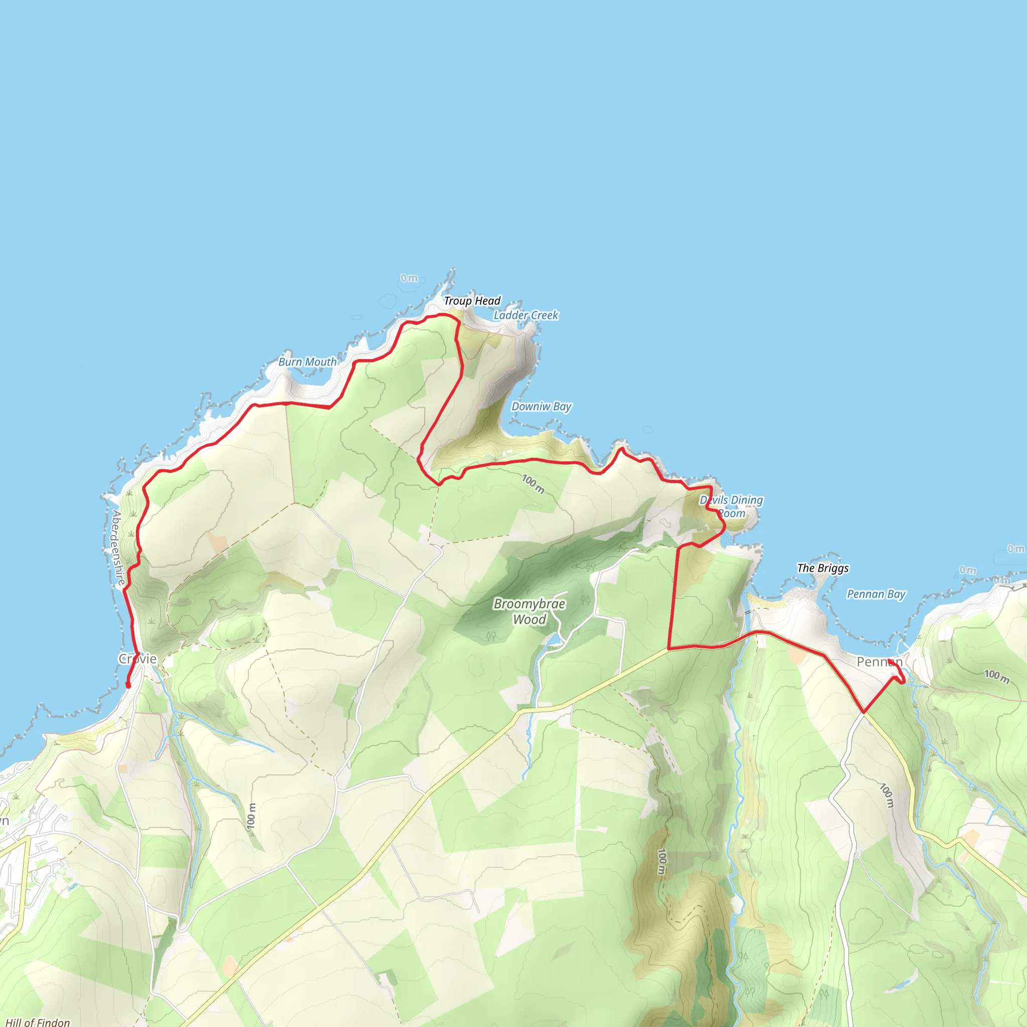 Crovie village to Pennan Walk mobile static map
