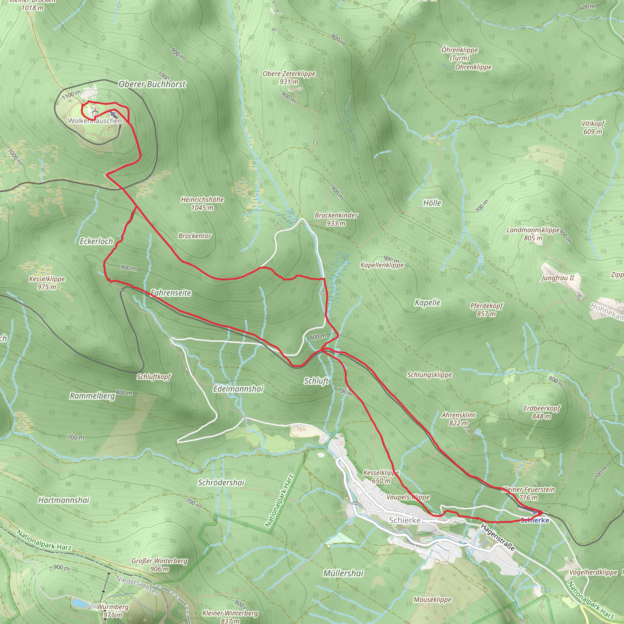 Ahrenklinterhau and Brocken Loop mobile static map