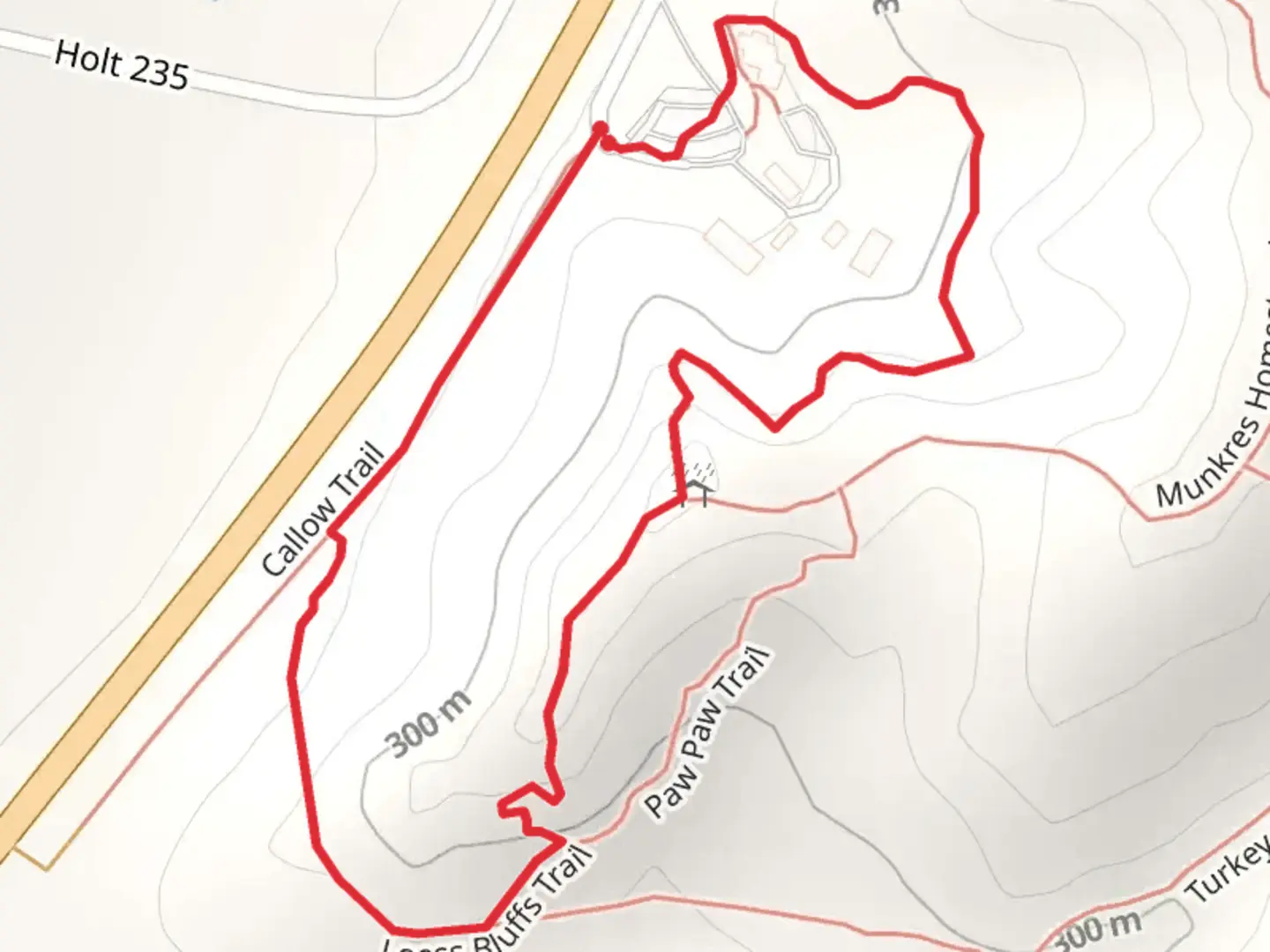 An image depicting the trail Loess Bluffs Loop and its surrounding area.