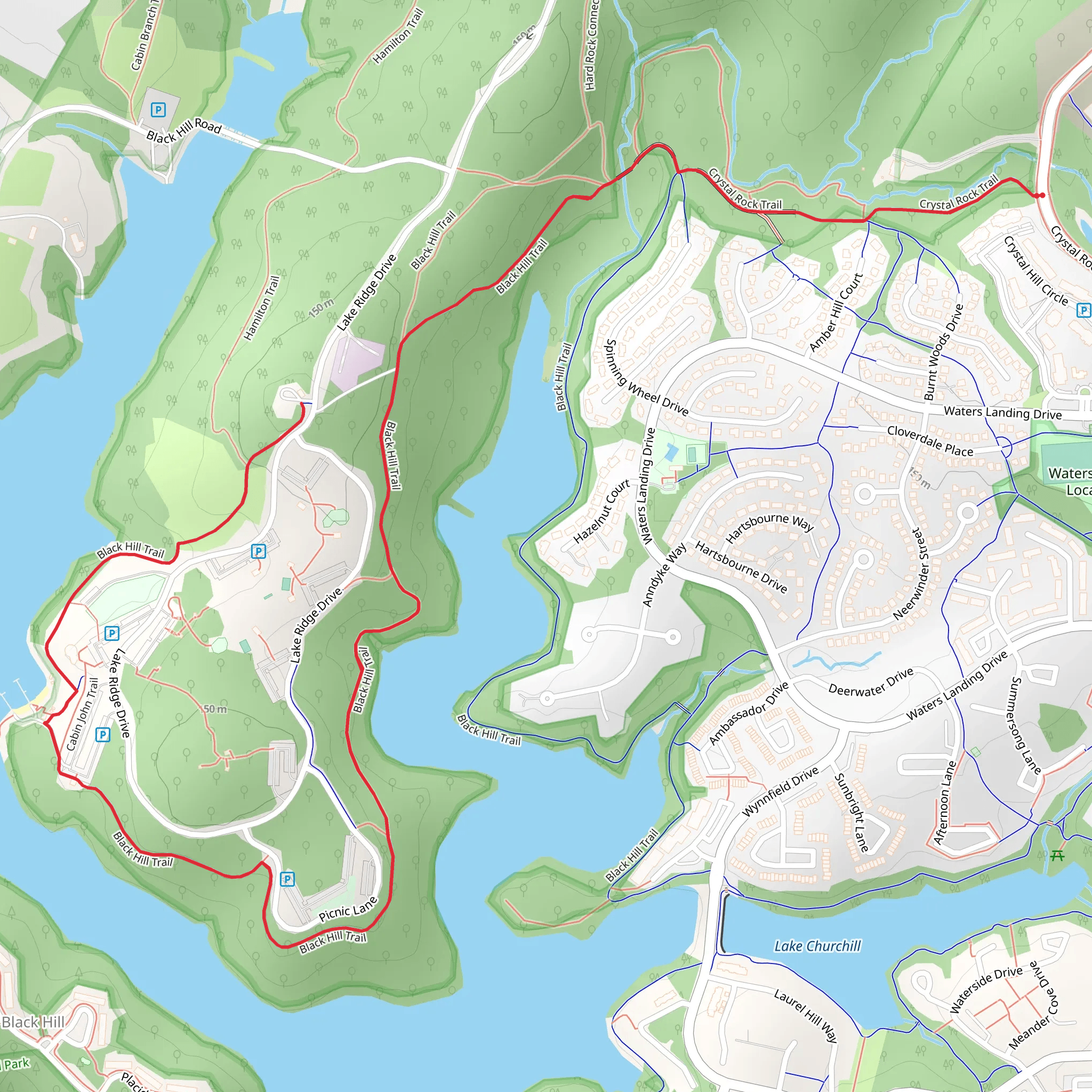 Crystal Rock and Black Hill Trail mobile static map