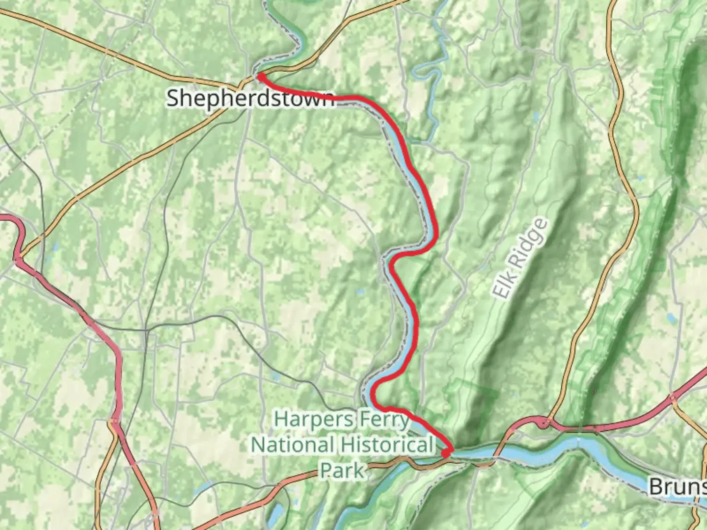An image depicting the trail ADT to Potomac River and its surrounding area.