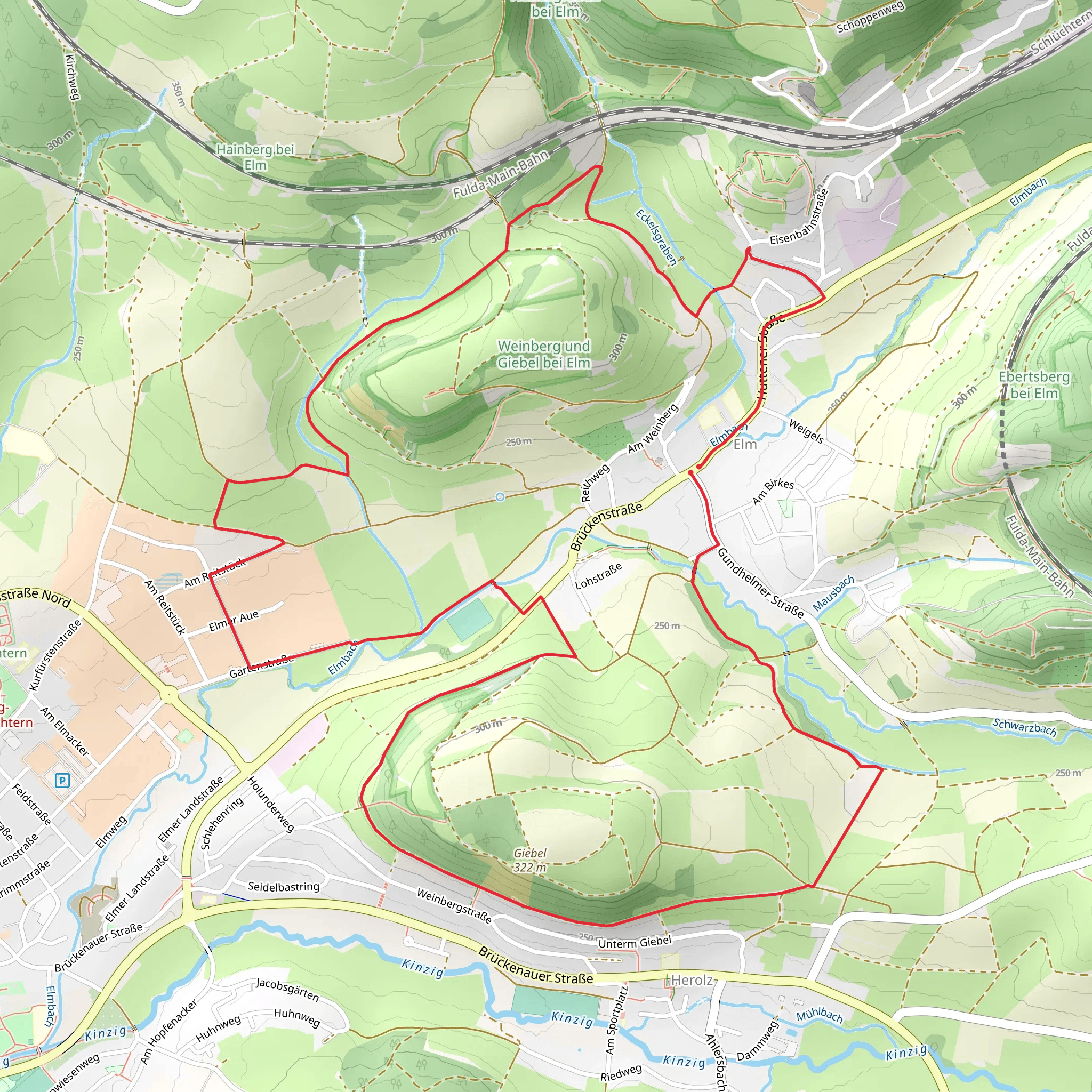 Elm, Weinberg and Schluchtern Loop mobile static map