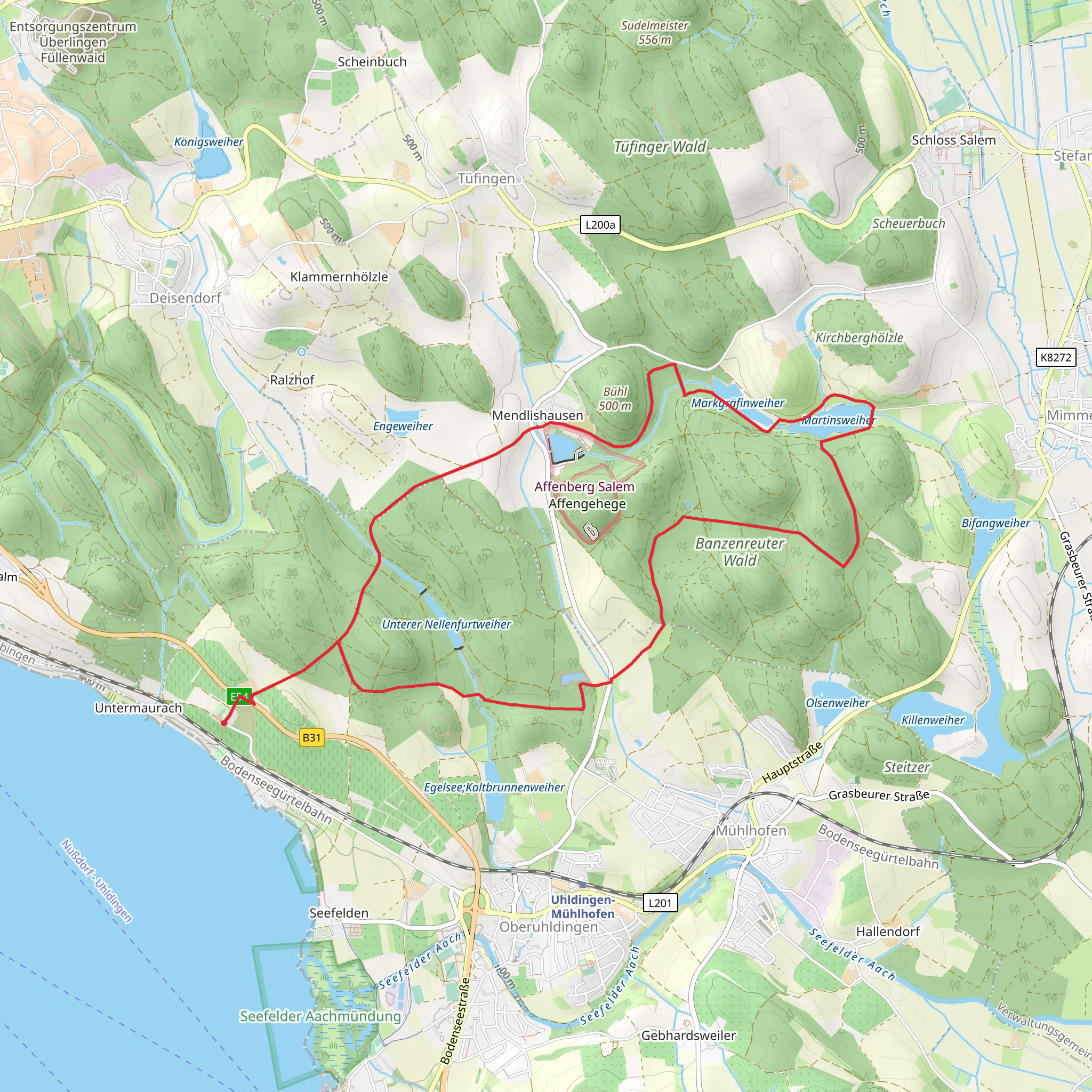 Martinsweiher and Markgräfinweiher via Ulrikaweg mobile static map