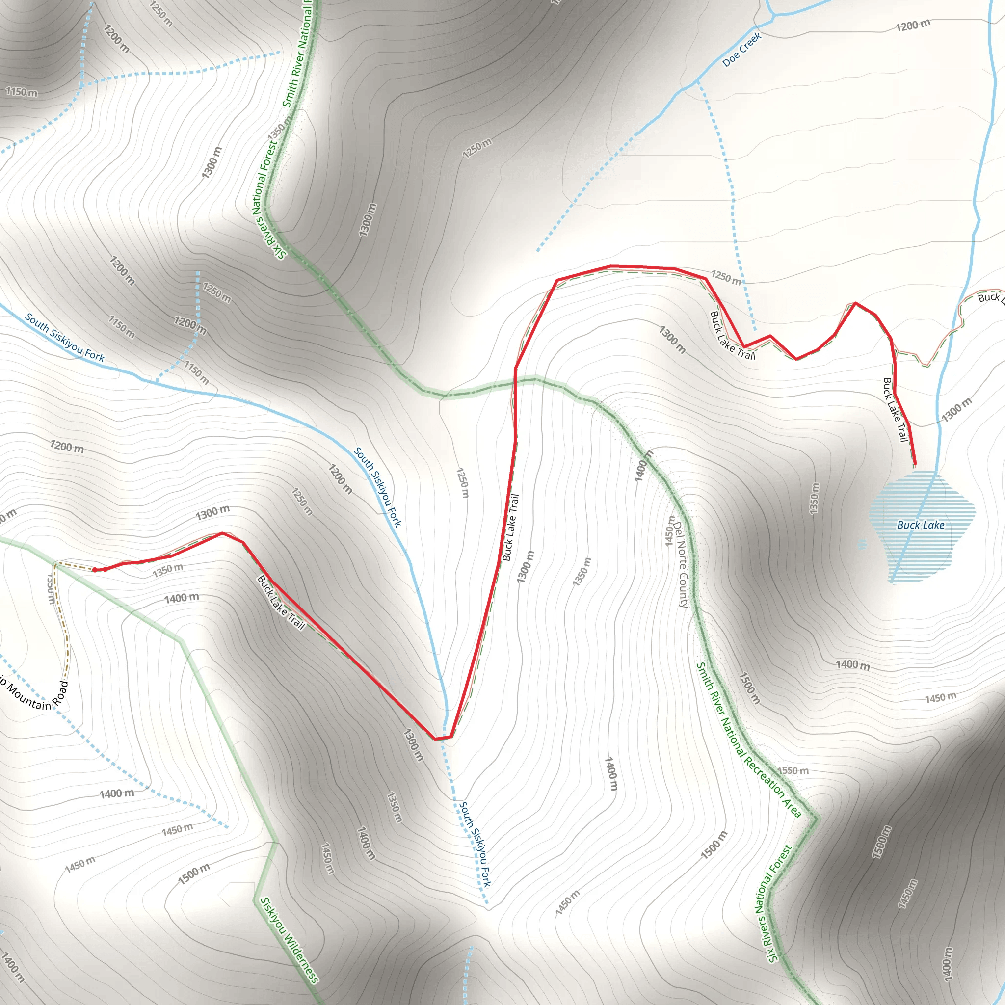 Buck Lake via Doe Flat Trail mobile static map