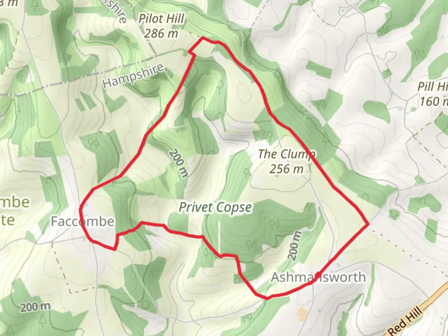 An image depicting the trail Faccombe and Privet Copse via Wayfarers Walk and its surrounding area.