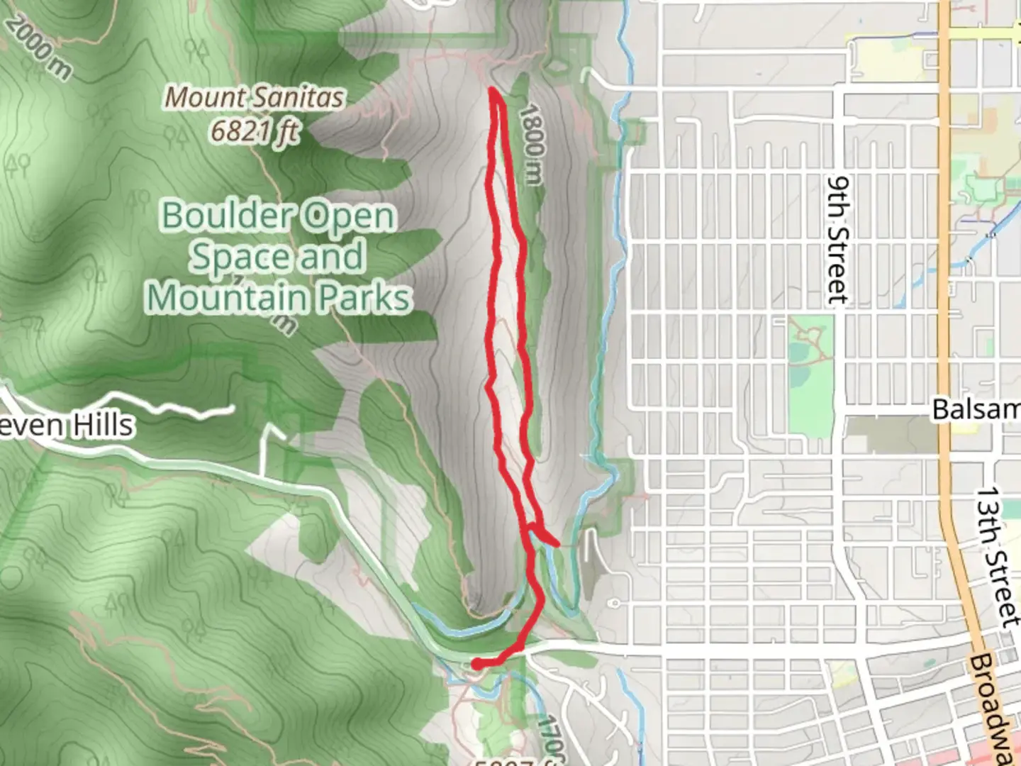 An image depicting the trail Sanitas Valley and Dakota Ridge Loop Trail and its surrounding area.