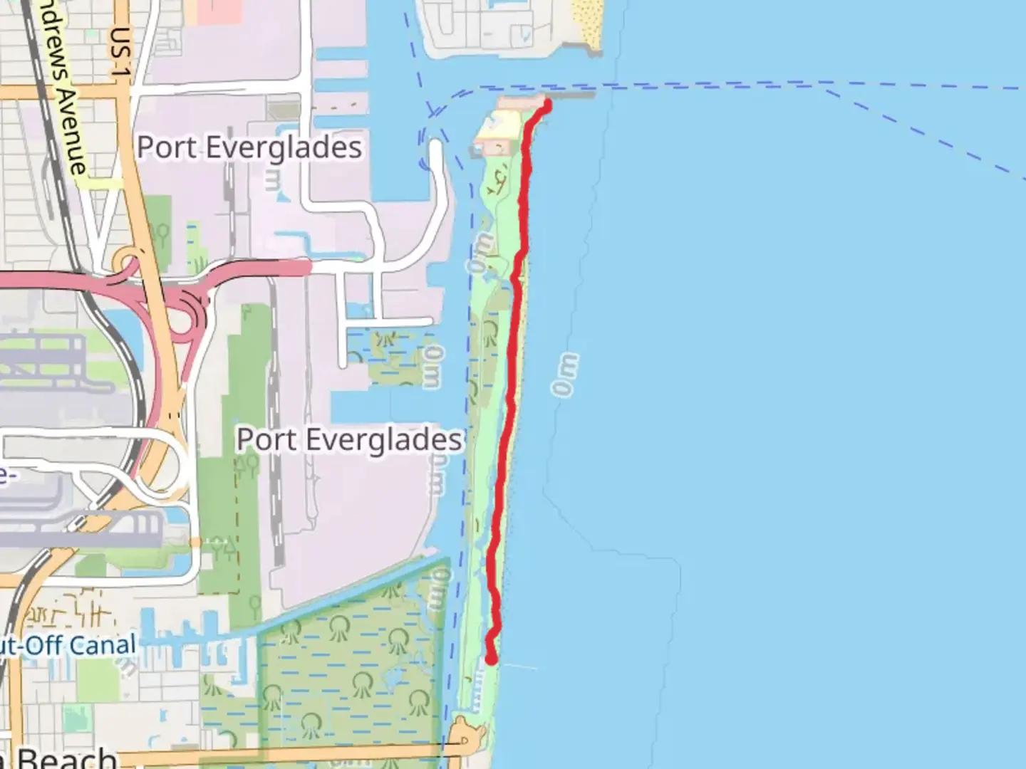 An image depicting the trail Whiskey Creek and Dania Beach Walk and its surrounding area.