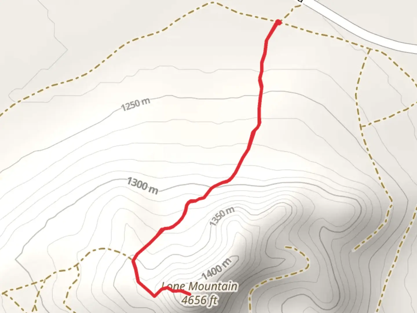 An image depicting the trail Lone Mountain from Seven Troughs Road and its surrounding area.