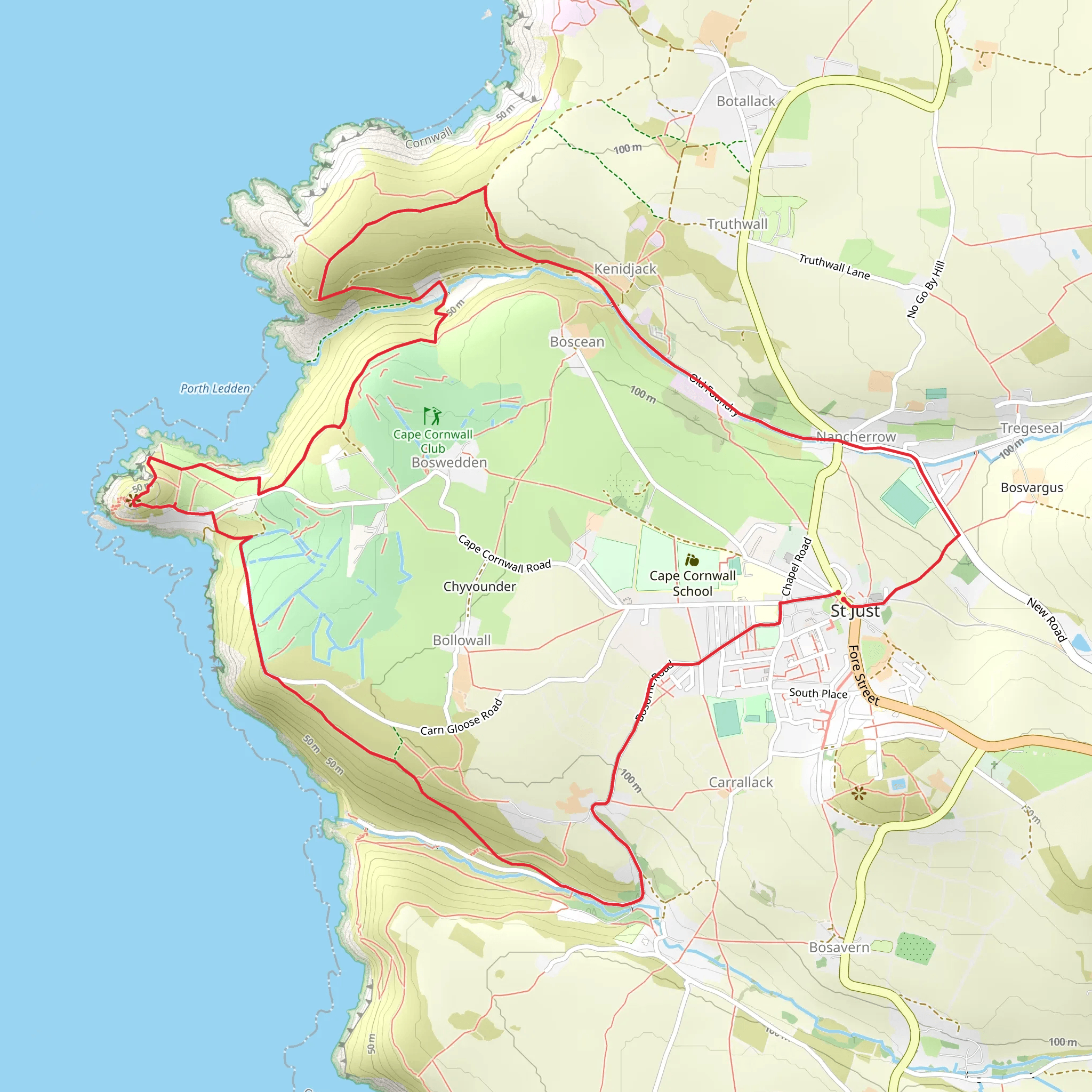 Cape Cornwall Circular Walk mobile static map