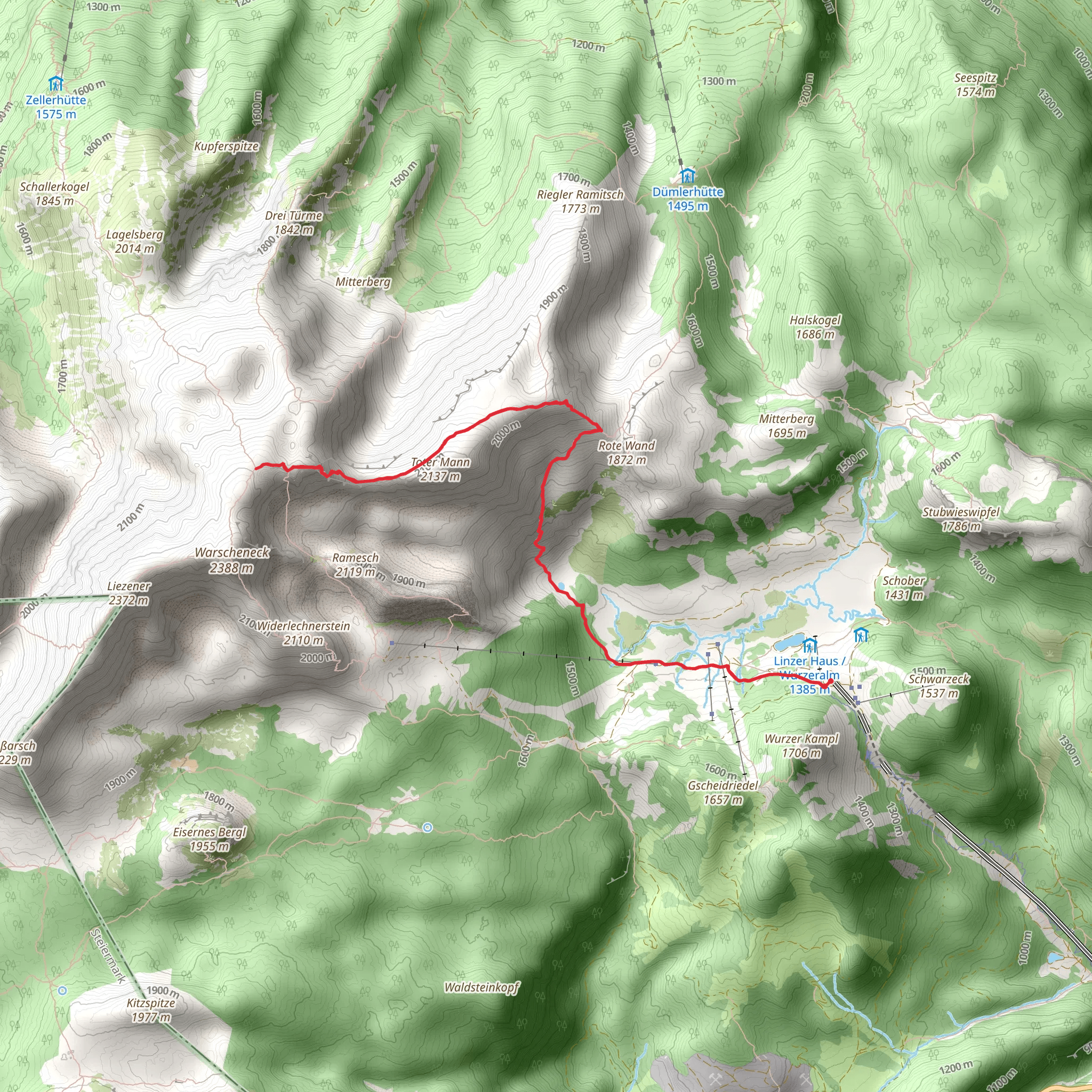 Toter Mann from Wurzeralm mobile static map