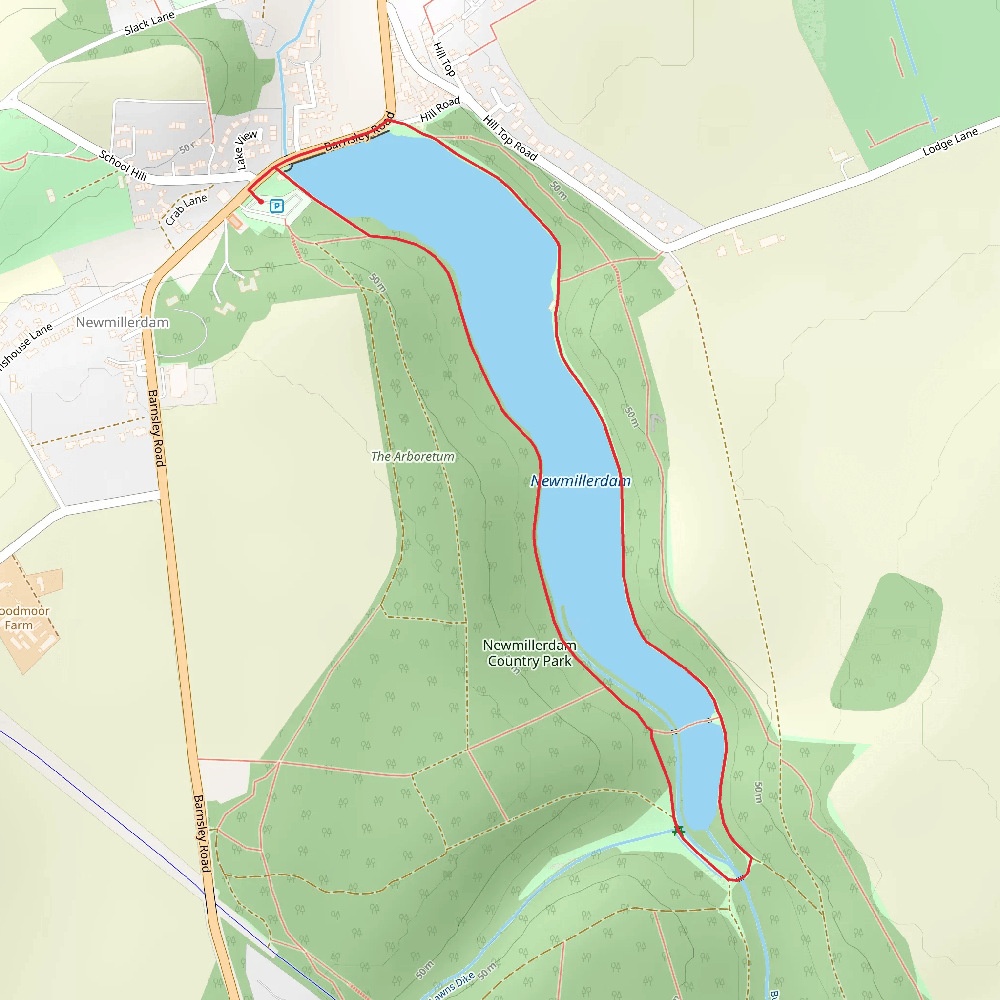 Newmillerdam Loop mobile static map