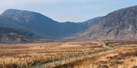 An image depicting the trail Carnedd Llewelyn - Llyn Eigiau and Llyn Cowlyd and its surrounding area.