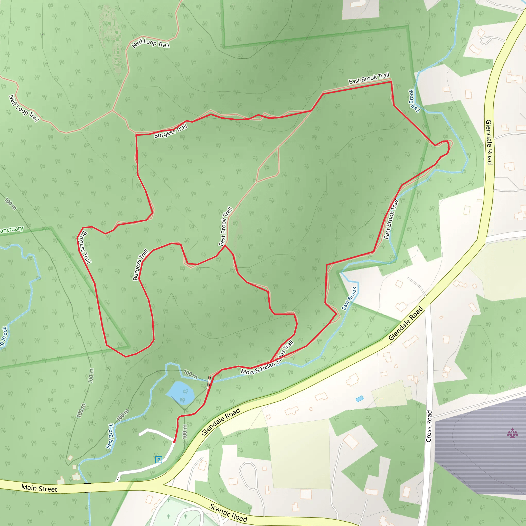 East Brook and Burgess Loop Trail mobile static map