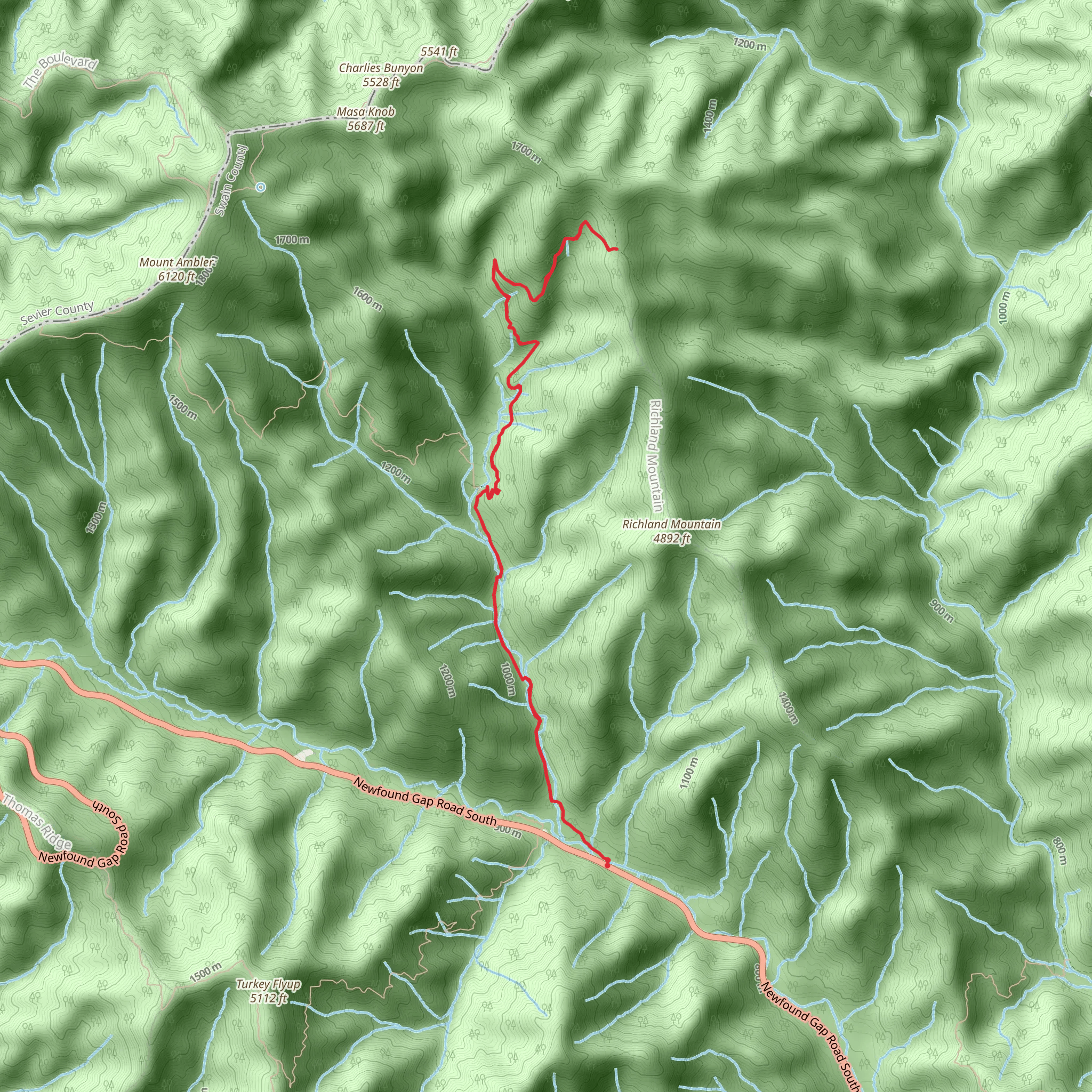 Grassy Branch Trail mobile static map