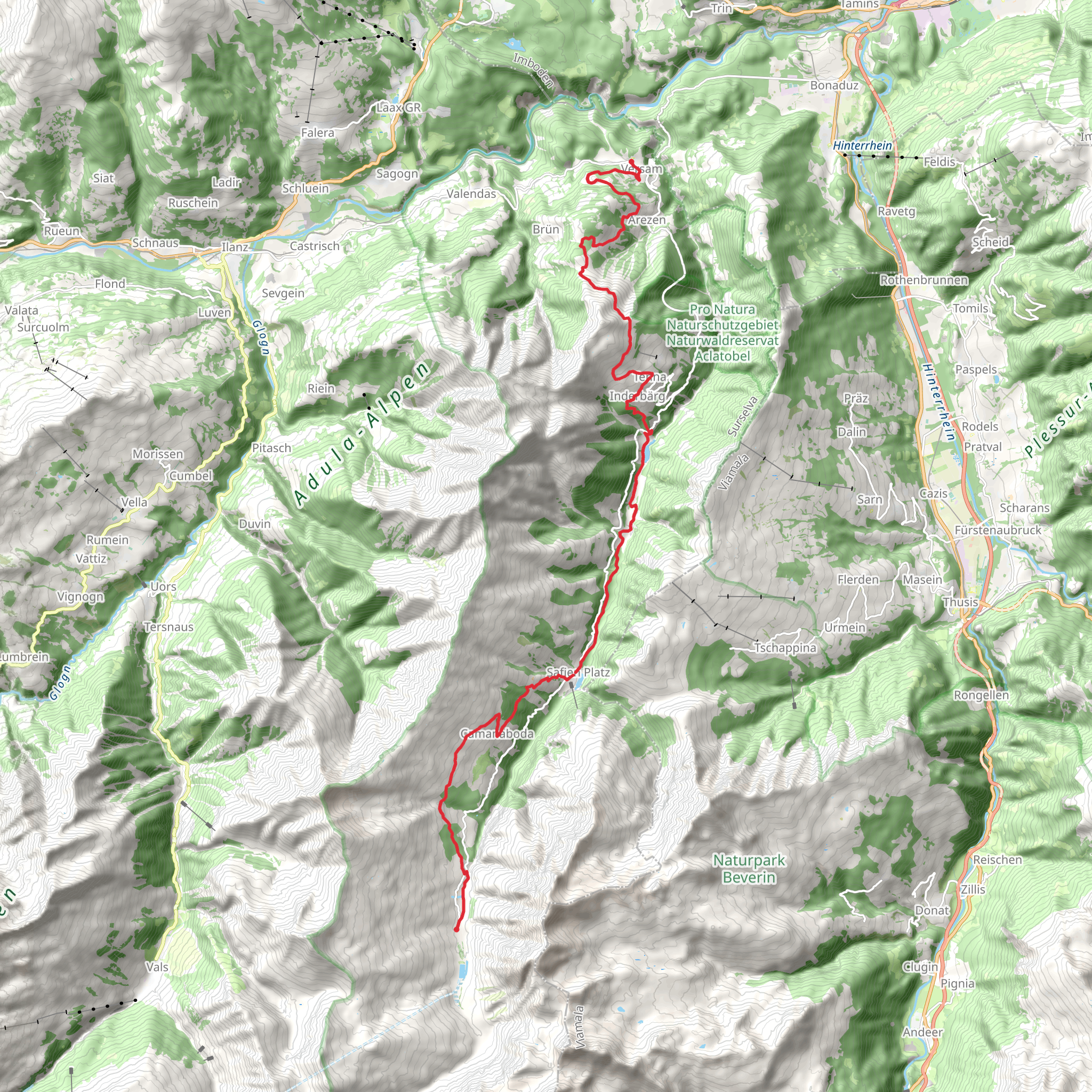 Walserweg Safiental mobile static map