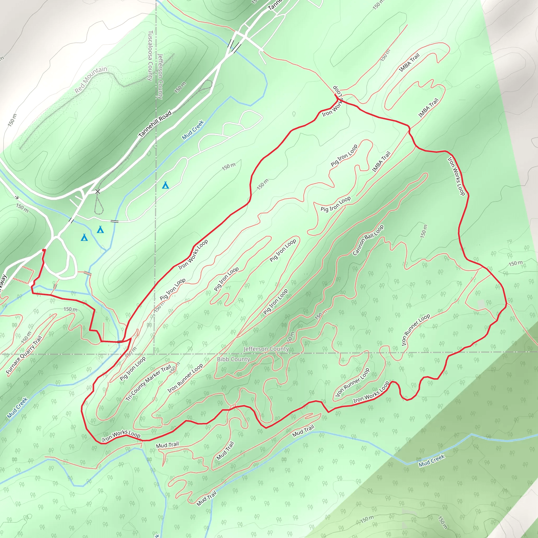 Slave Cementery Loop from Mud Creek mobile static map