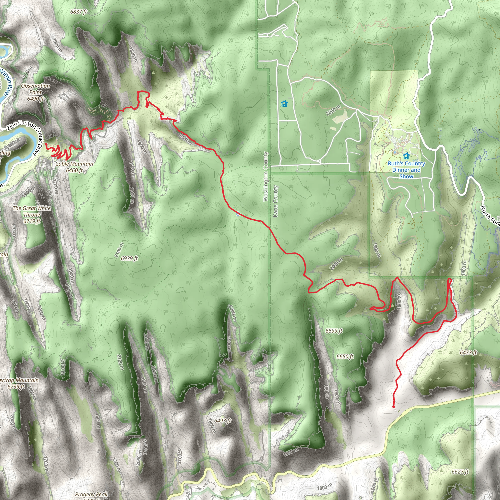 East Rim Trail mobile static map