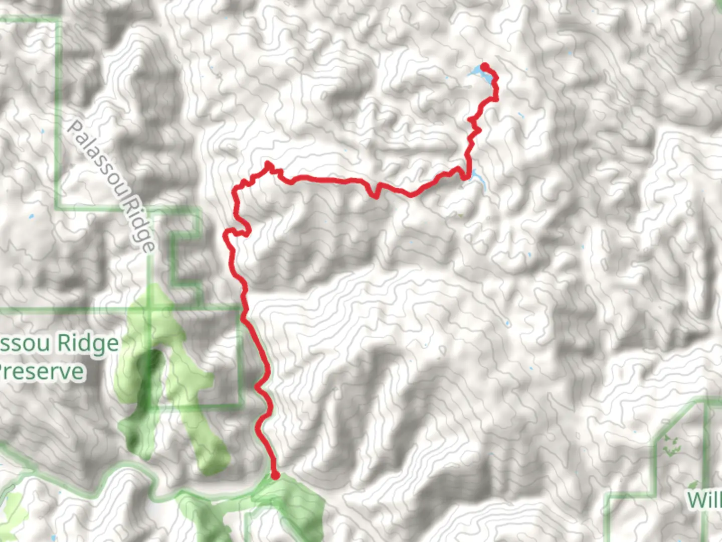 An image depicting the trail Hunting Hollow to Coit Lake and its surrounding area.