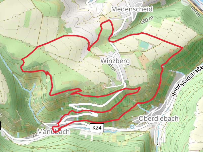 Winzberg via Welterbesteig Oberes Mittelrheintal mobile static map