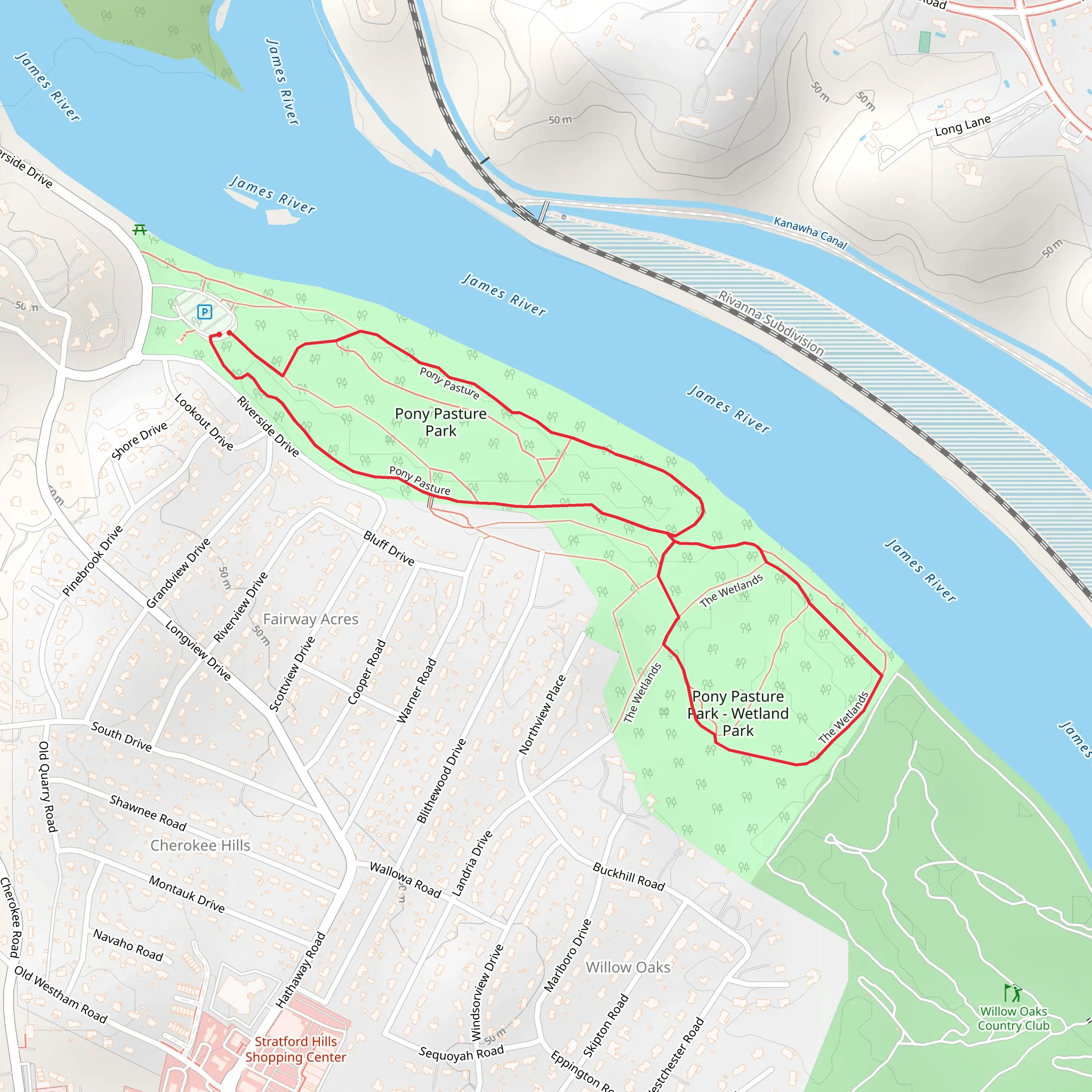 Pony Pasture Park - Wetland Park Loop mobile static map