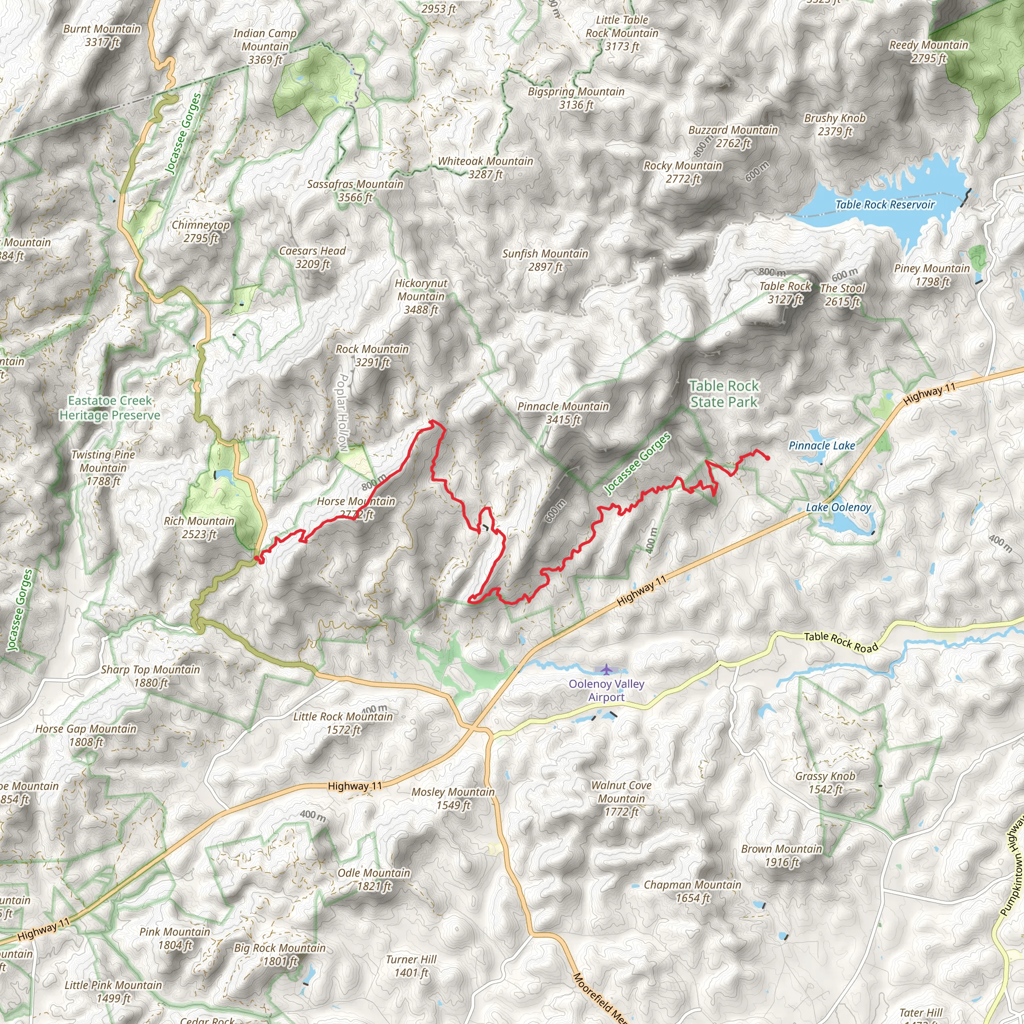 Palmetto Trail, Horse Gap and Horse Mountain mobile static map