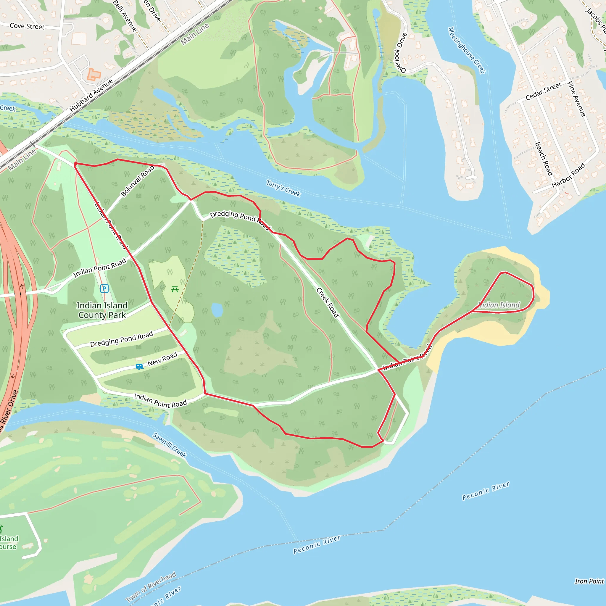Terry's Creek in Indian Island County Park mobile static map