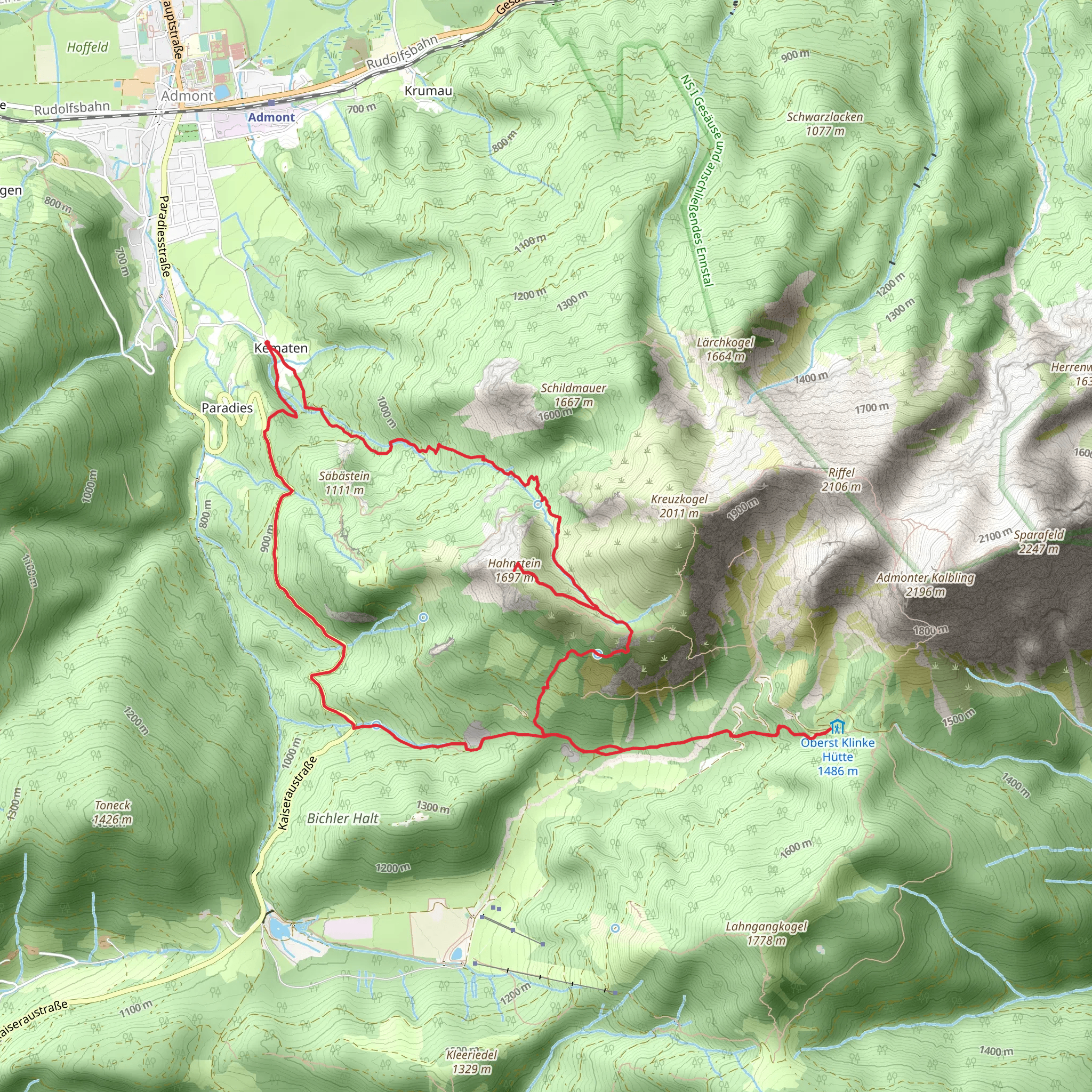 Admont - Hahnstien - Klinkehutte Loop Trail mobile static map